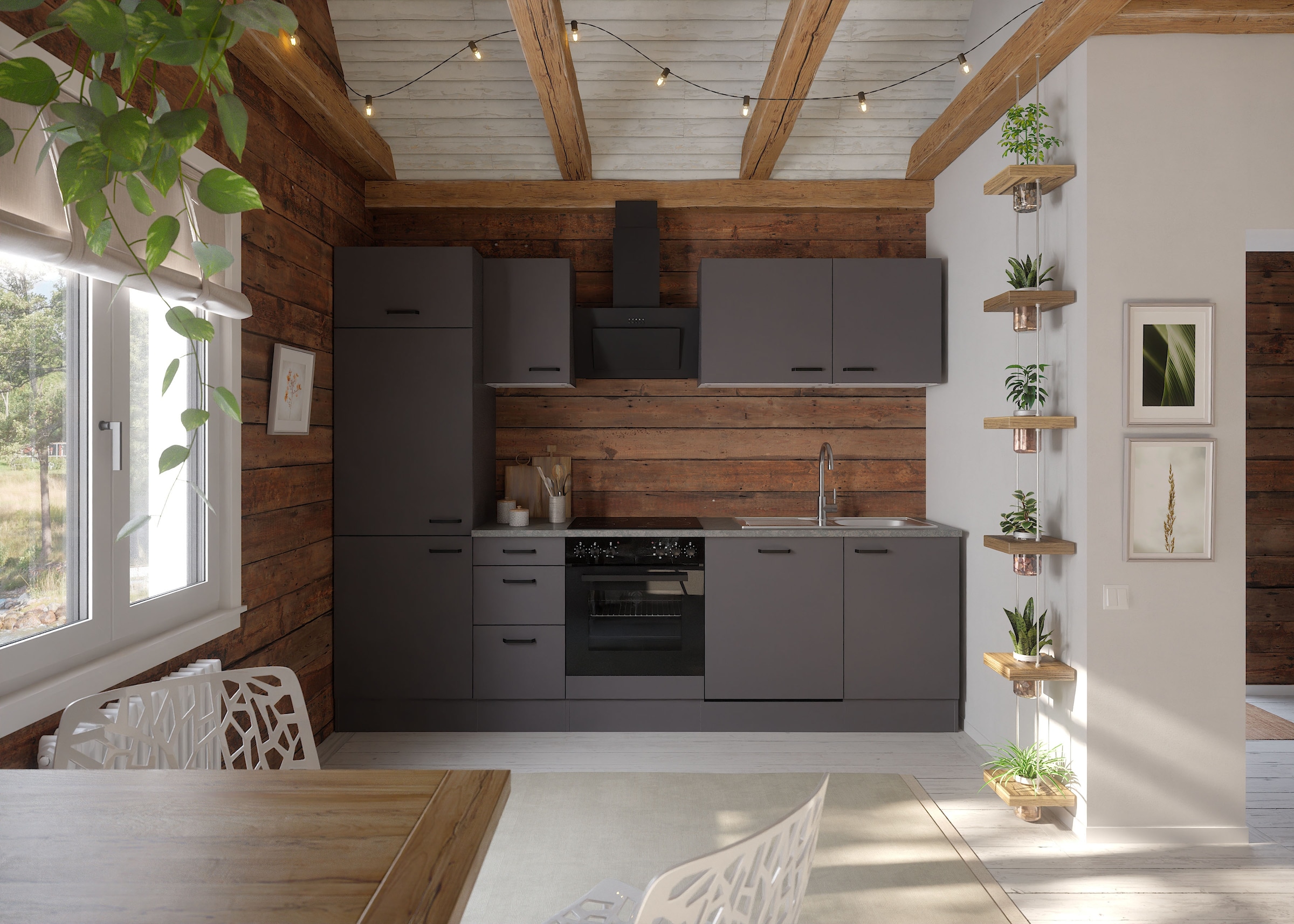 OPTIFIT Kitchenette »OPTImulti« Largeur 270 cm, éventuellement avec appareils électriques et évier en acier inoxydable