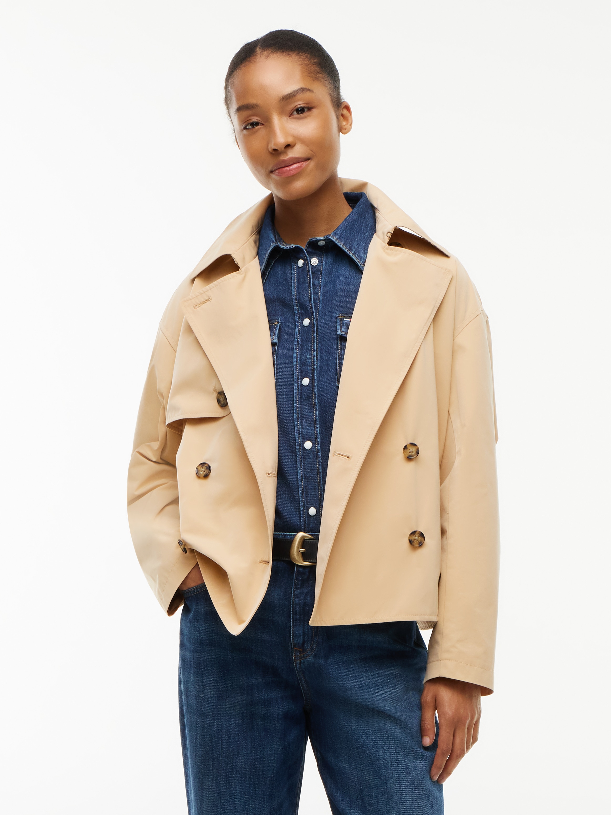 Tommy Jeans Veste courte »TJW SHORT TRENCH JACKET« mélange de matériaux