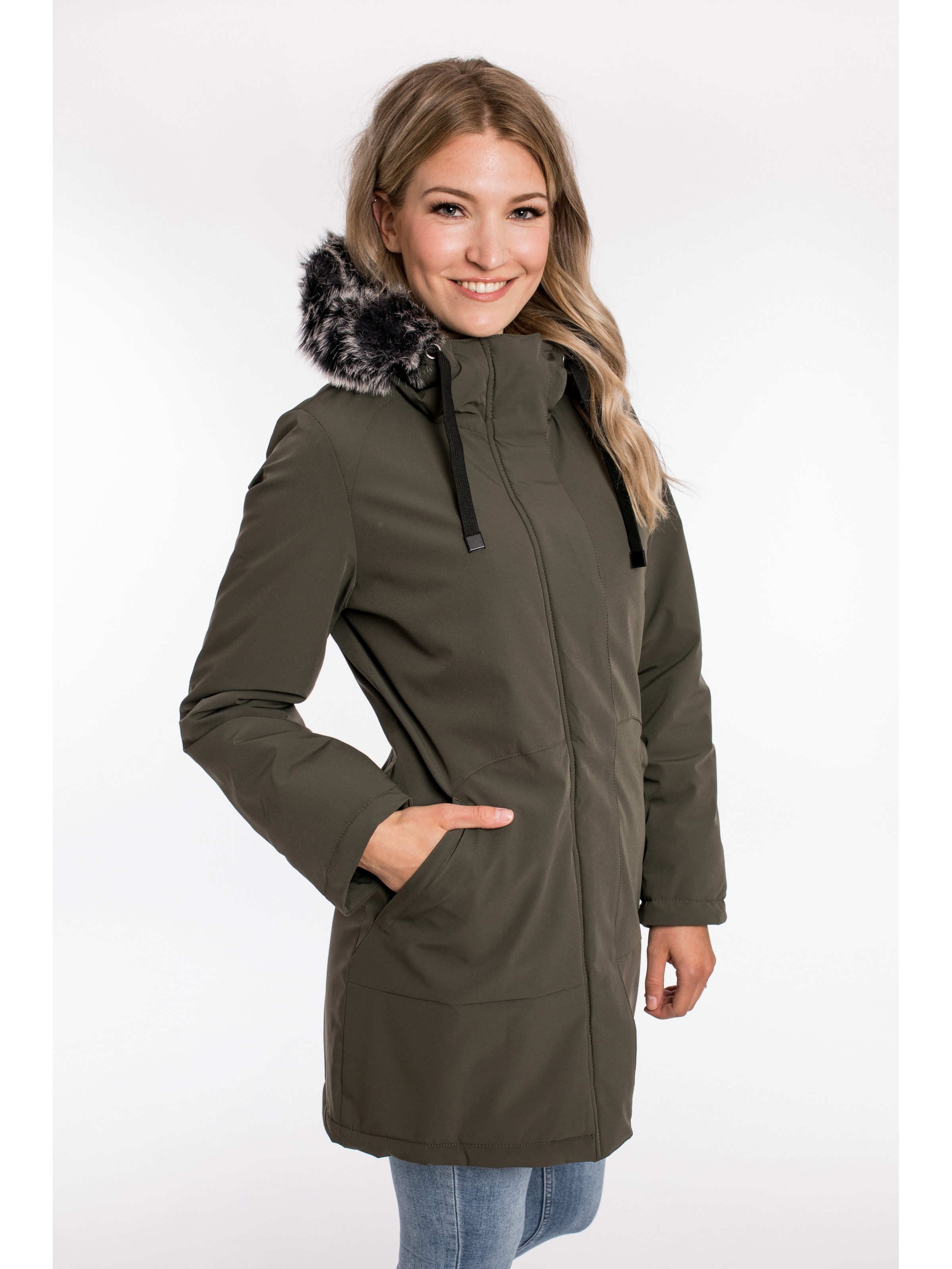 DEPROC Active Parka »DIAMOND PEAK Women«, mit abnehmbarem Kunstfellbesatz