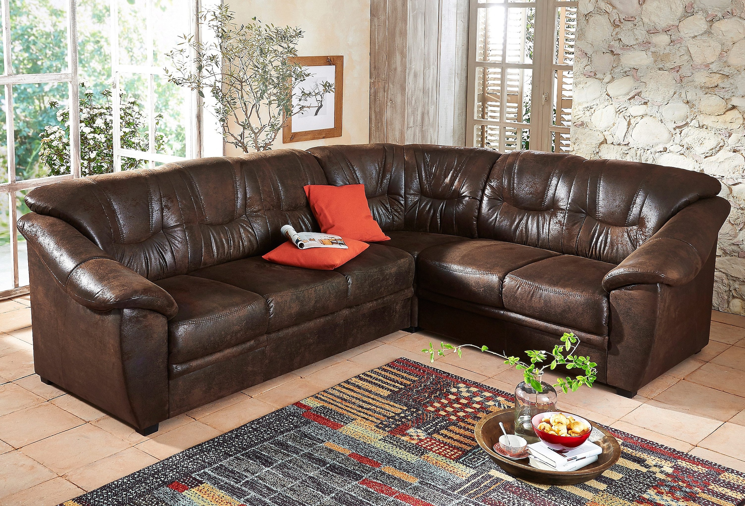 Home affaire Ecksofa »Savona L-Form, B: 262 cm« mit Federkern