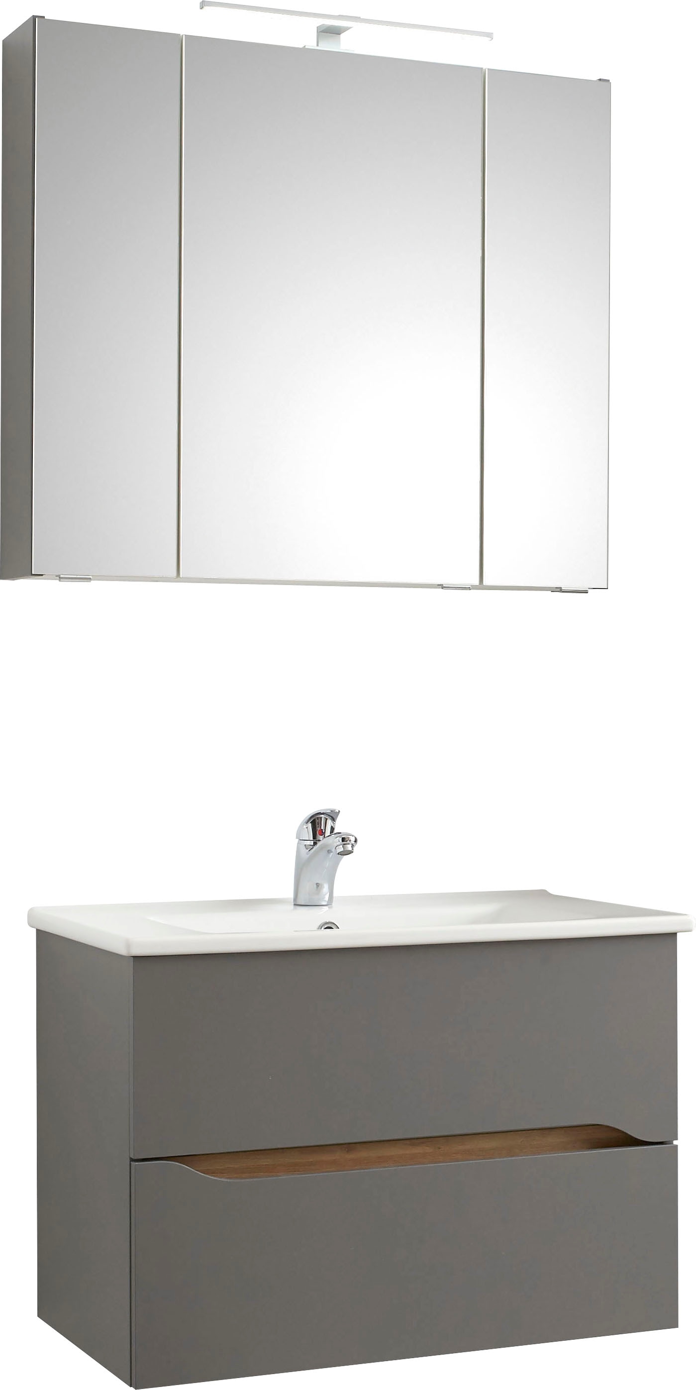Image of Saphir Badmöbel-Set "Quickset 2-teilig, Keramikwaschtisch mit LED-Spiegelschrank" 2 Stk. tlg.