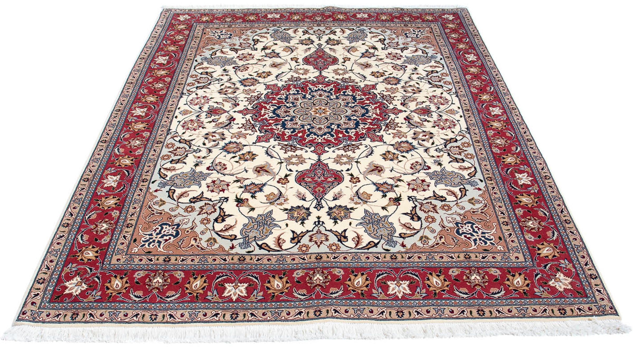 Image of morgenland Orientteppich »Perser - Täbriz - Royal - 208 x 152 cm - beige«, rechteckig, 7 mm Höhe, Wohnzimmer, Handgeknüpft, Einzelstück mit Zertifikat bei Ackermann Versand Schweiz