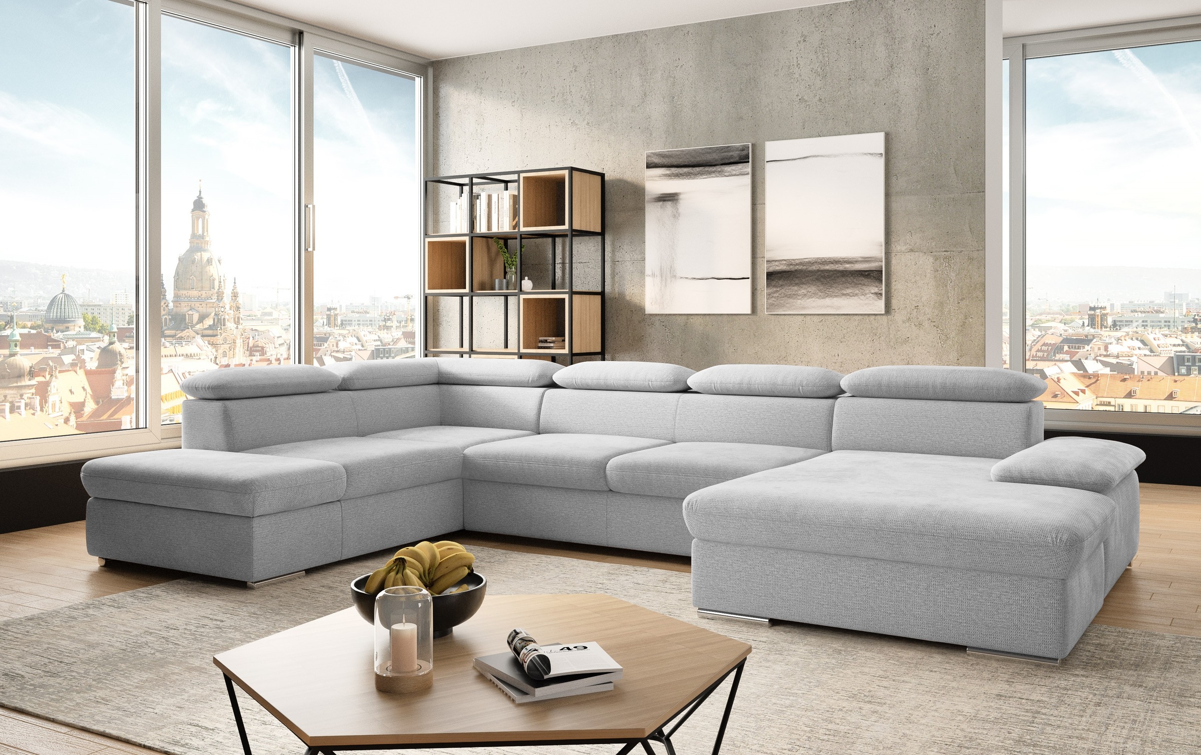 sit&more Paysage de salon »Valantine U-Form, B: 349 cm« mit Arm- & Kopfteilverstellung, optional mit Bettfunktion