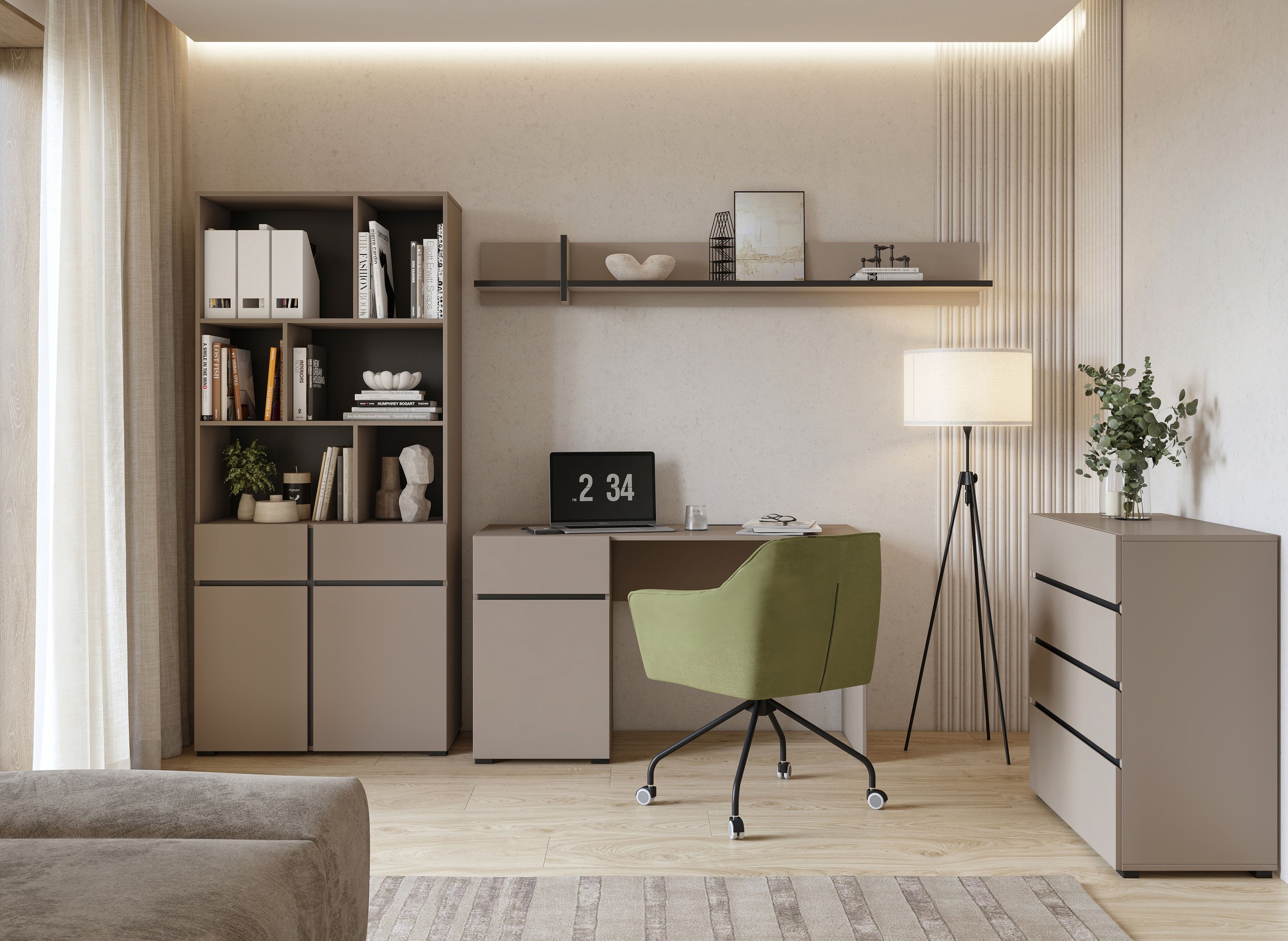 GOODproduct Aktenschrank »Cross, Breite 85 cm, modernem grifflose Standregal, Bücherregal« Standregal mit 6 offene Fächern, 2 Schubladen und 2 Türen, Büroregal