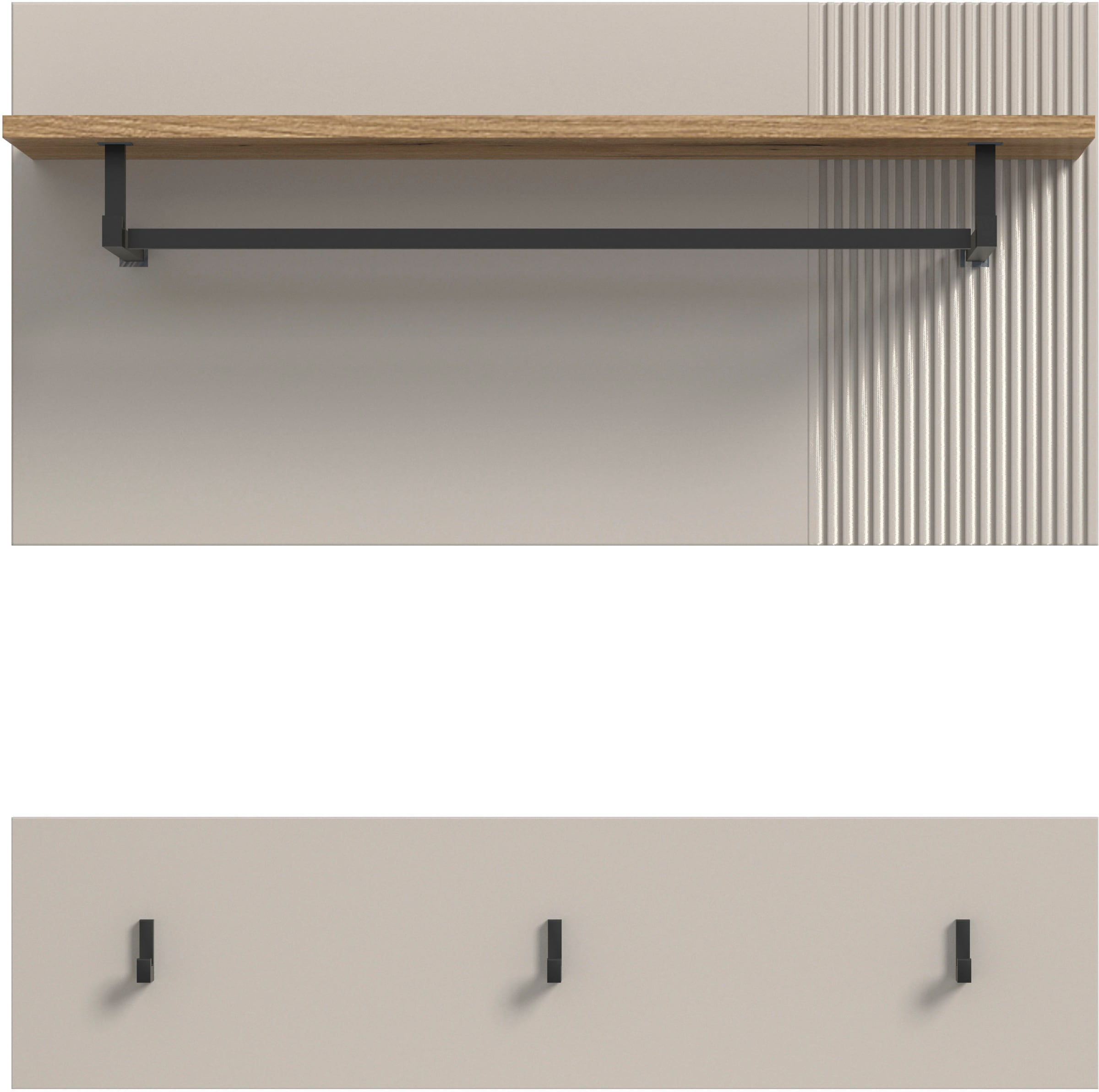 INOSIGN Garderobenpaneel »EDIL, Breite 80cm, 2-teilig, Hakenleiste & Paneel« moderne Farbkombination, Haken aus Metall,  Paneel, Garderobe, Wandboard, Ablage, Wandpaneel