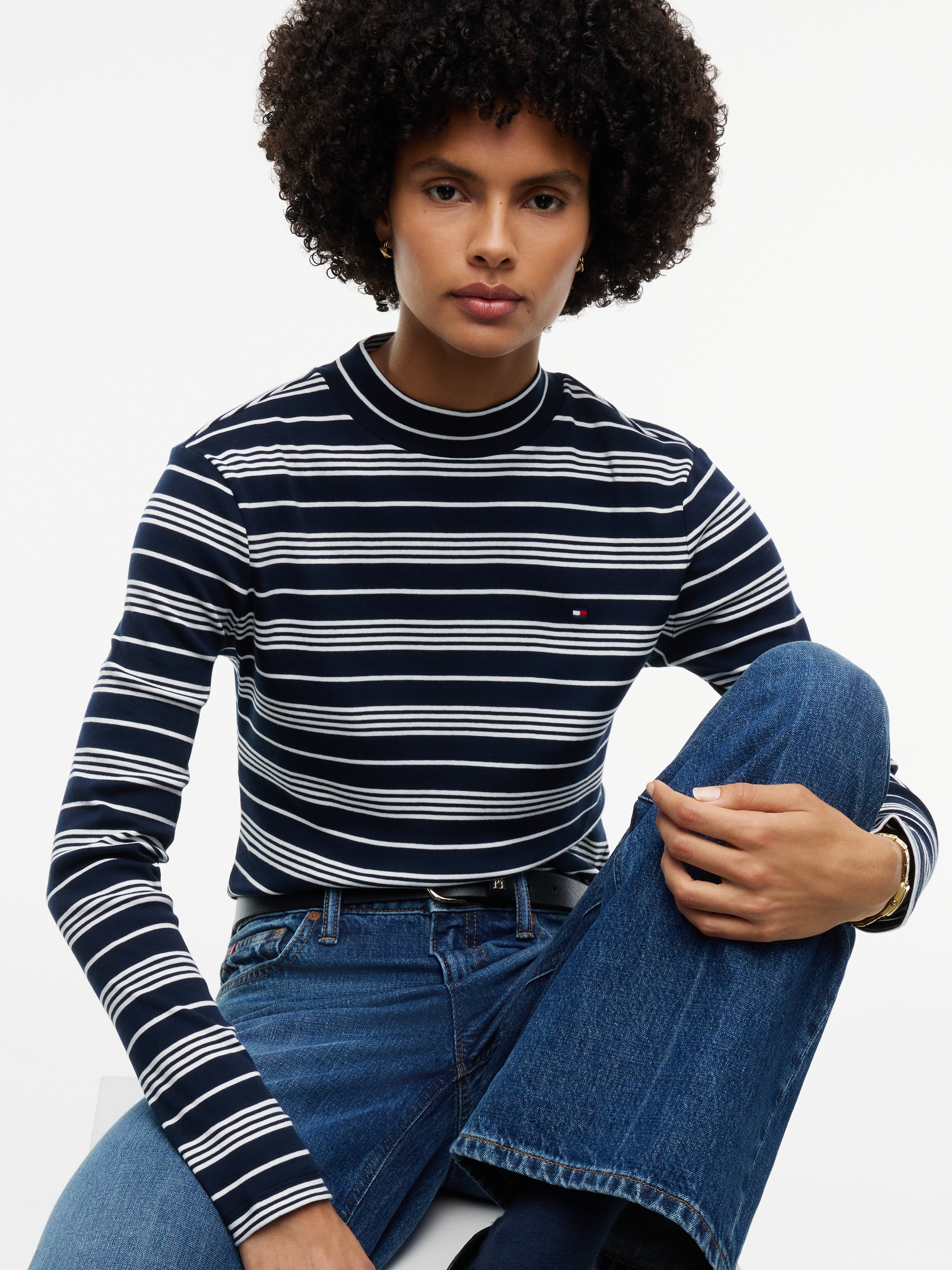 Tommy Hilfiger T-shirt à manches longues »SLIM CODY MOCK-NK LS« Coton, coupe slim