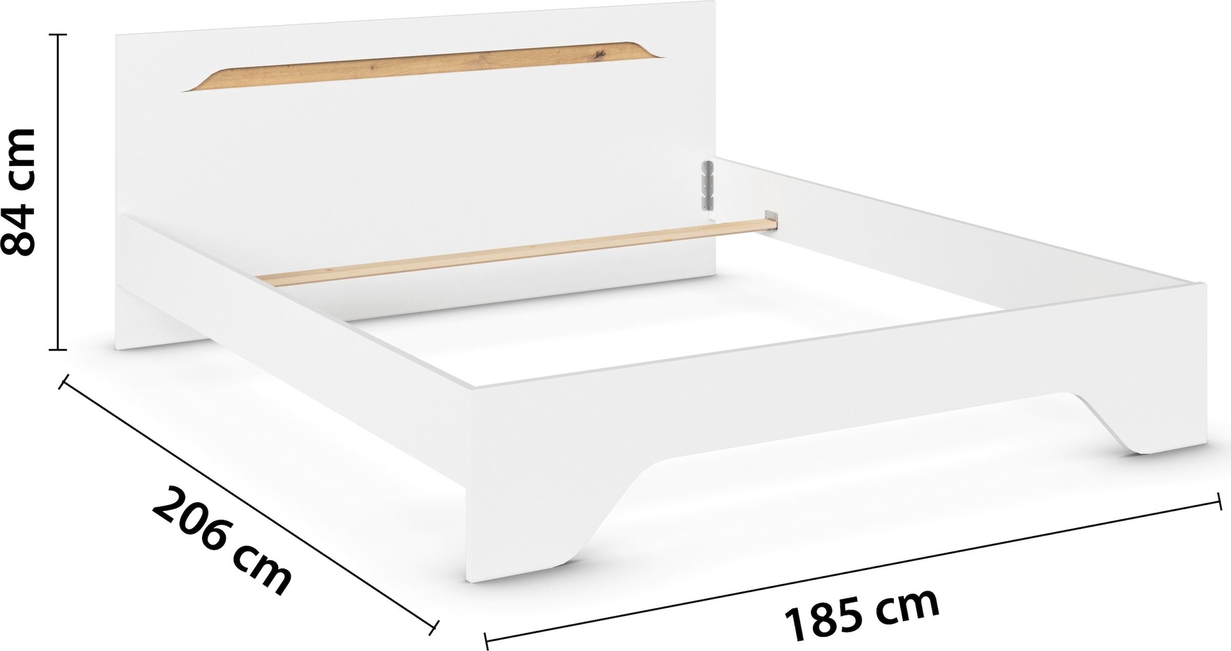GOODproduct Bett »Doppelbett Holzbett Futonbett AGORDO« Liegefläche: 180x200 cm,  mit stilvoller Kopfteil-Absetzung in Eiche Artisan MADE IN GERMANY