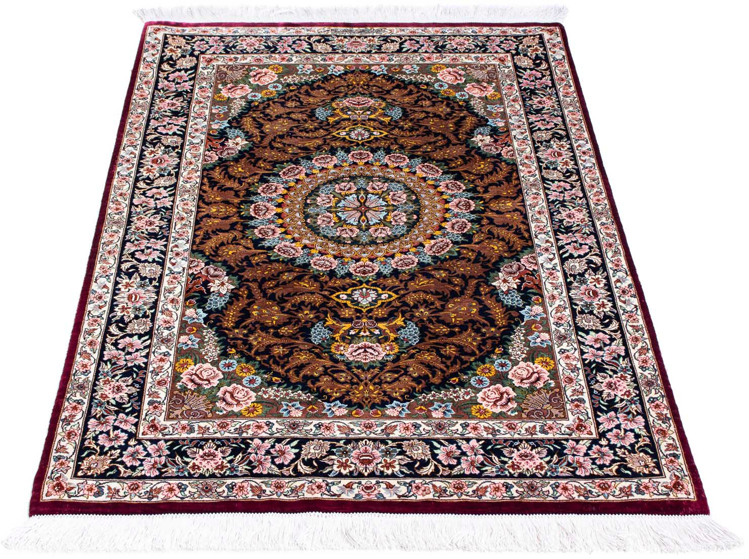 Image of morgenland Orientteppich »Perser - Ghom - 119 x 79 cm - dunkelrot«, rechteckig, 10 mm Höhe, Wohnzimmer, Handgeknüpft, Einzelstück mit Zertifikat bei Ackermann Versand Schweiz