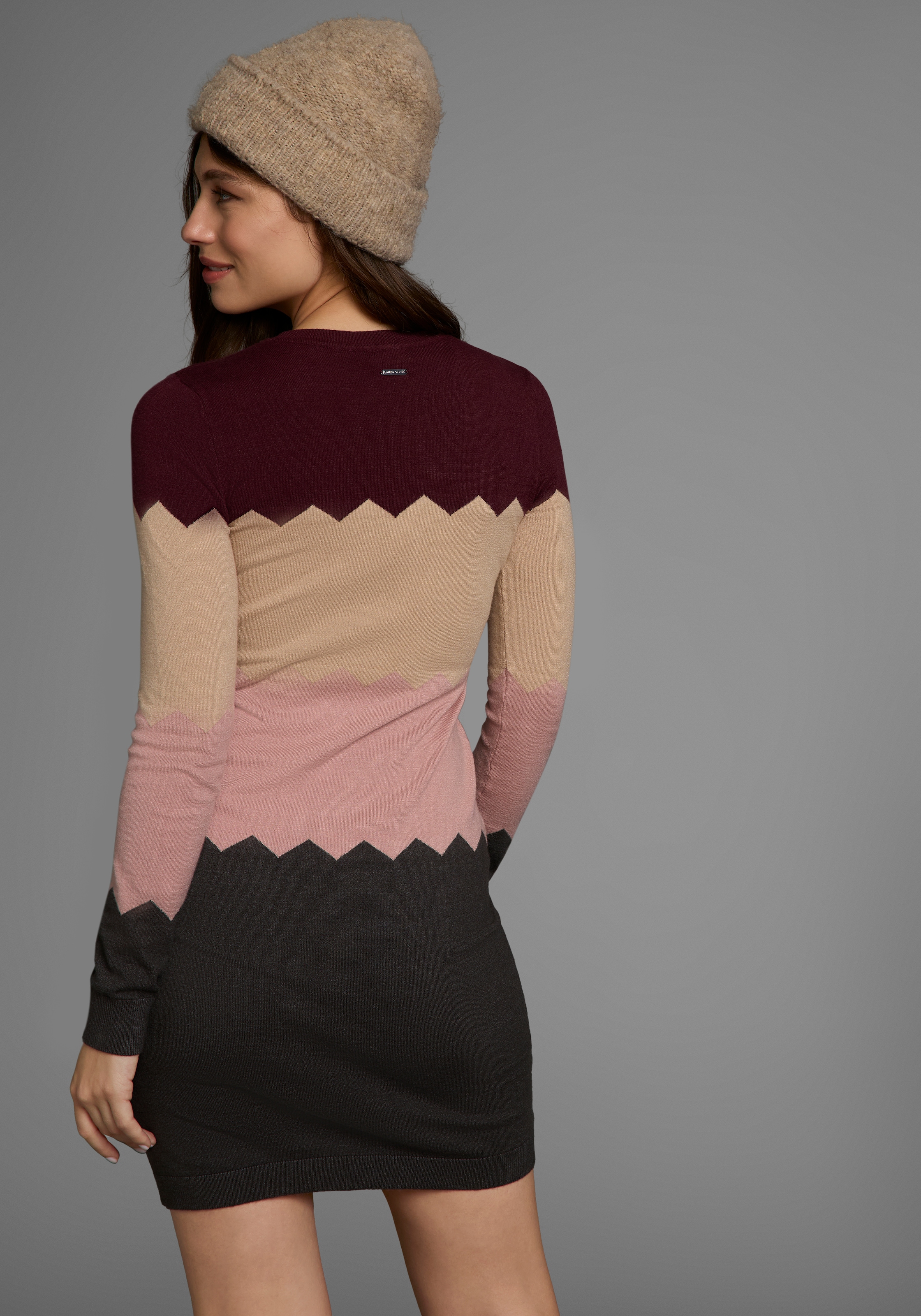 Laura Scott Strickkleid, kurzes Kleid, figurbetont, aus Strickstoff, langärmlig