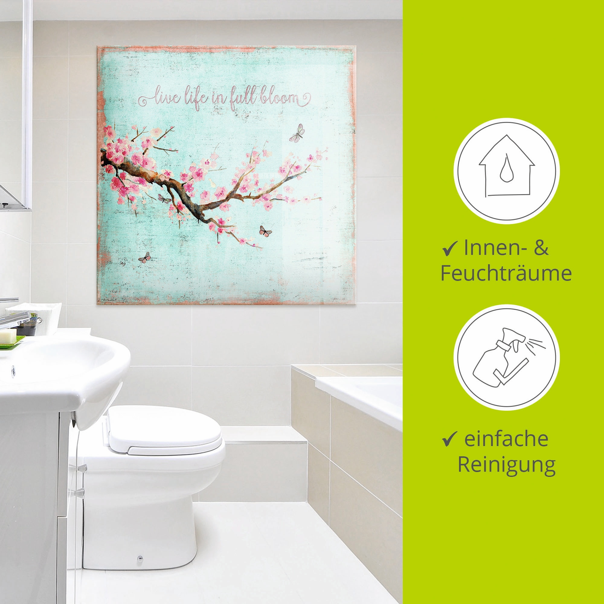 Artland Tableau en verre »Kirschblüte« 1 cuis tlg. in verschiedenen Grössen