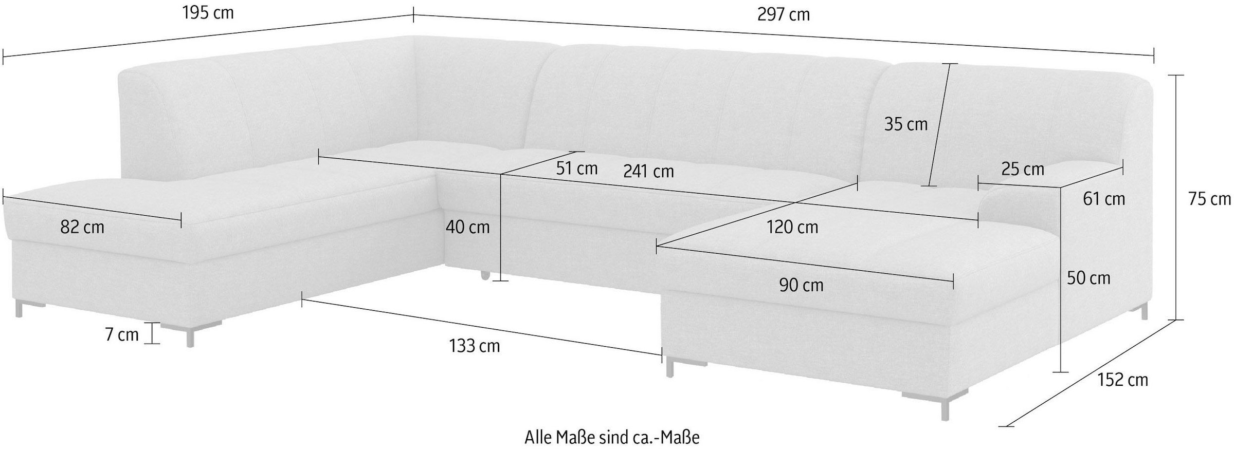 Home affaire Wohnlandschaft »Balme, moderne Formensprache, zeitloses Design, U-Form« Inkl. Zierkissen, wahlweise mit Bettfunktion
