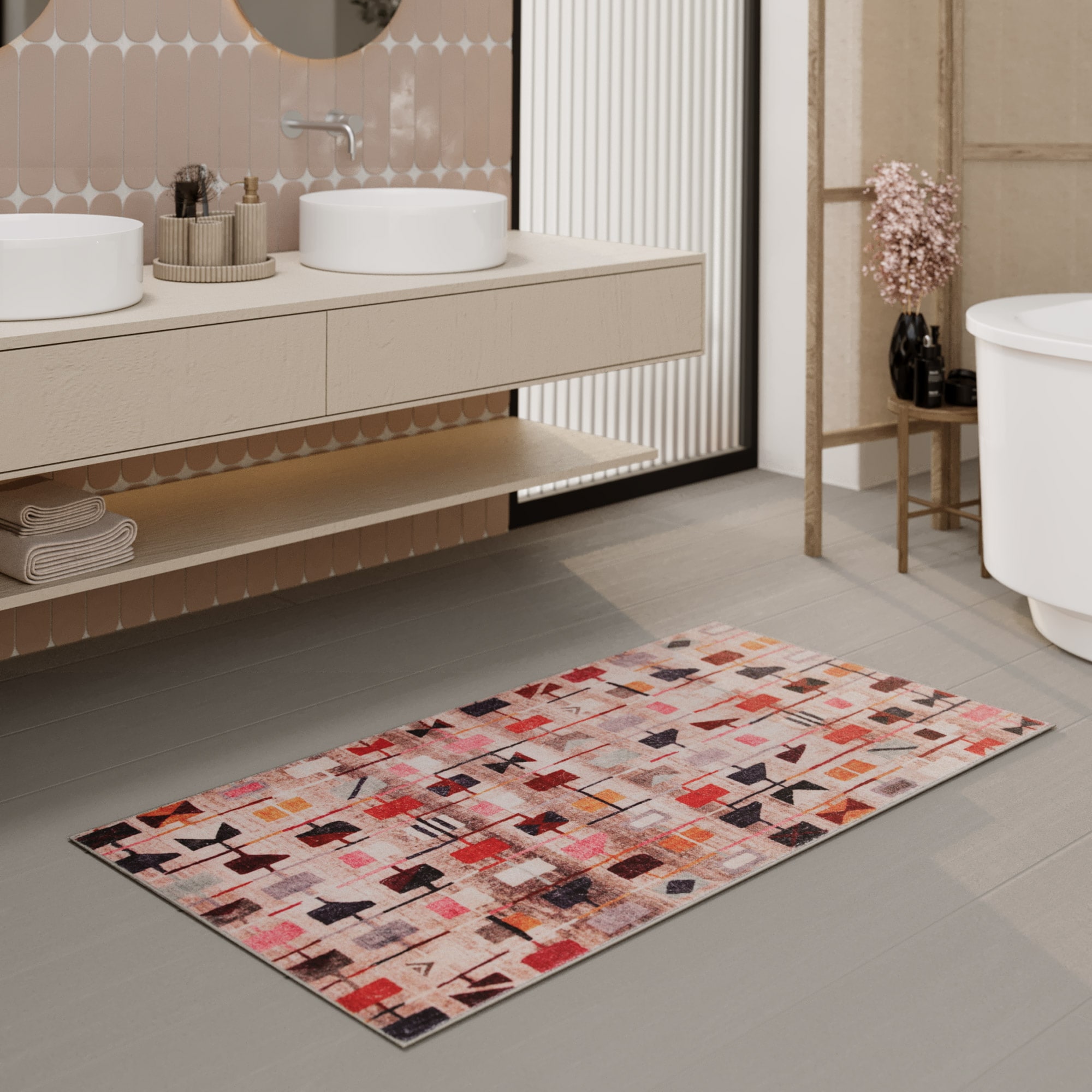 Image of Wecon home Badematte "Nelson" Höhe 0,5 mm fussbodenheizungsgeeignet orientalisch, waschbar, rutschfest, schnell trocknend, Badteppich
