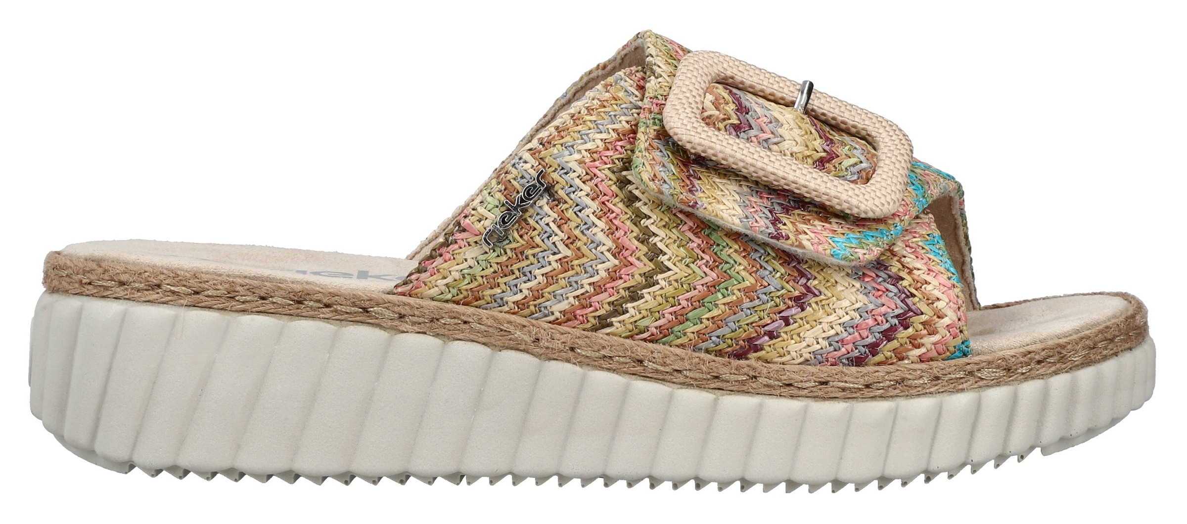 Rieker Keilpantolette  Sommerschuh, Strandschuh, Hausschuh mit praktischem Klettverschluss