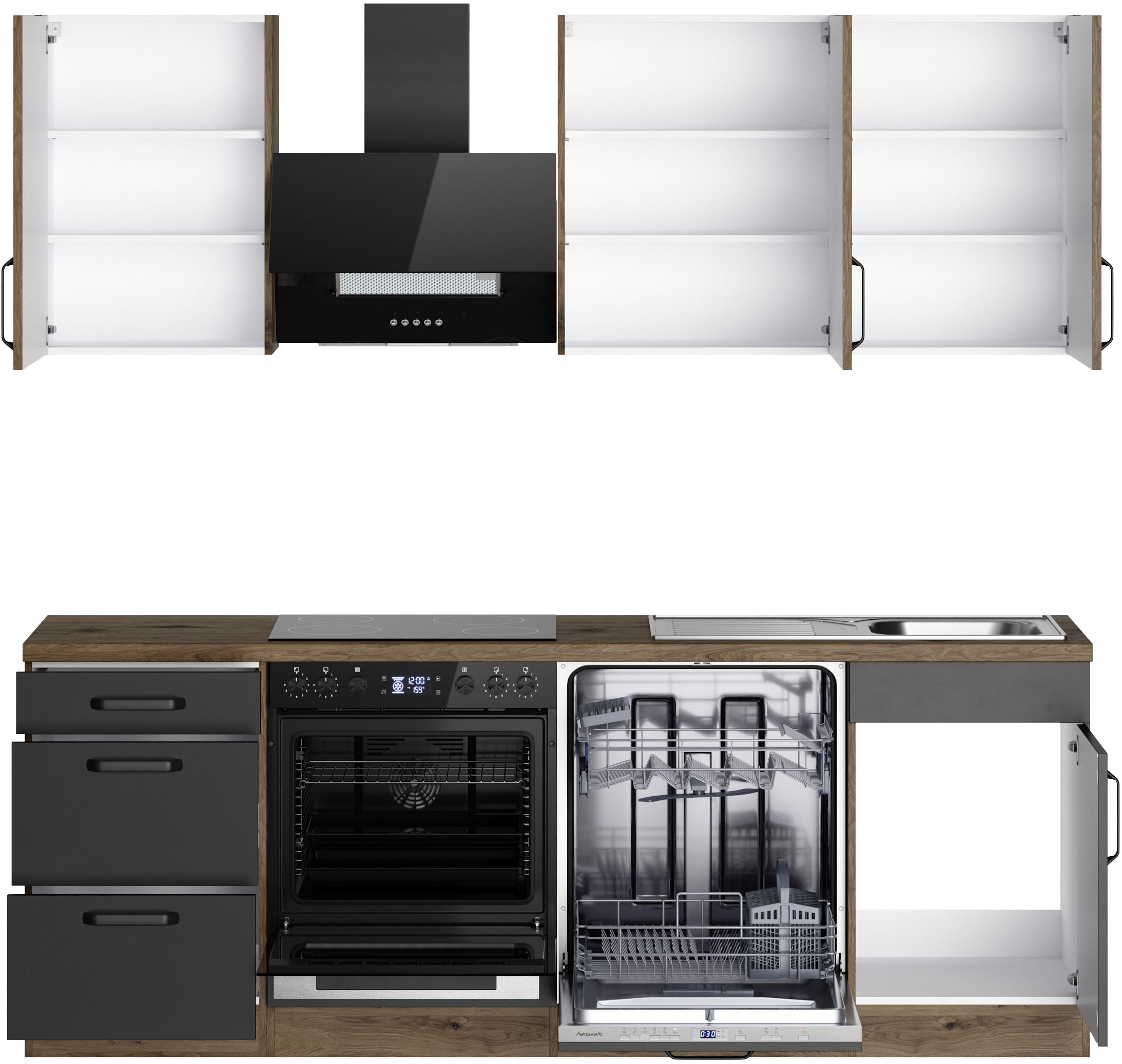 wiho Küchen Kitchenette »Elba« wahlweise mit Hanseatic E-Geräten, Breite 220 cm