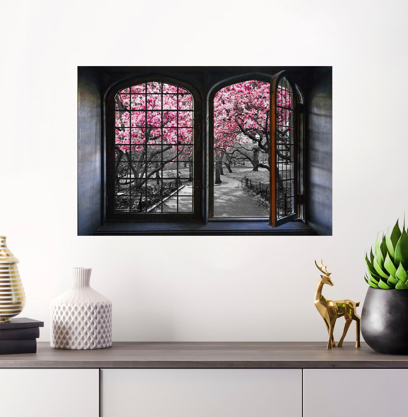 queence Autocollants muraux »Kirschblüten« Wandsticker, Wandbild, selbstklebend, 3D, Fenster