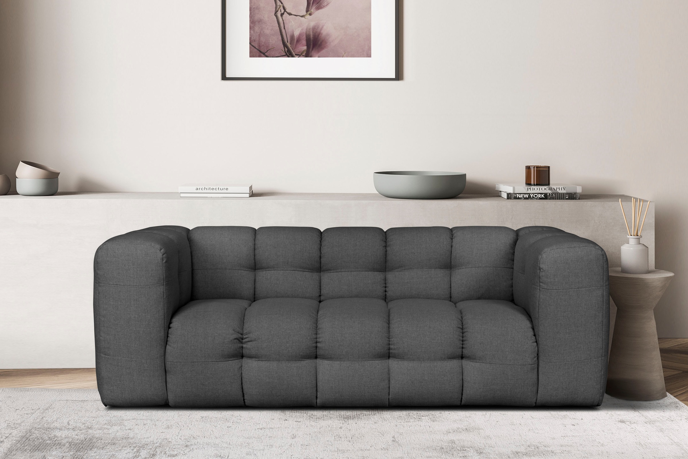 LeGer Home by Lena Gercke 3-Sitzer »TALISHA Designersofa, moderne Steppung, Masse B/T/H: 229/110/75 cm«, aufwendig gepolstert, hoher Sitzkomfort