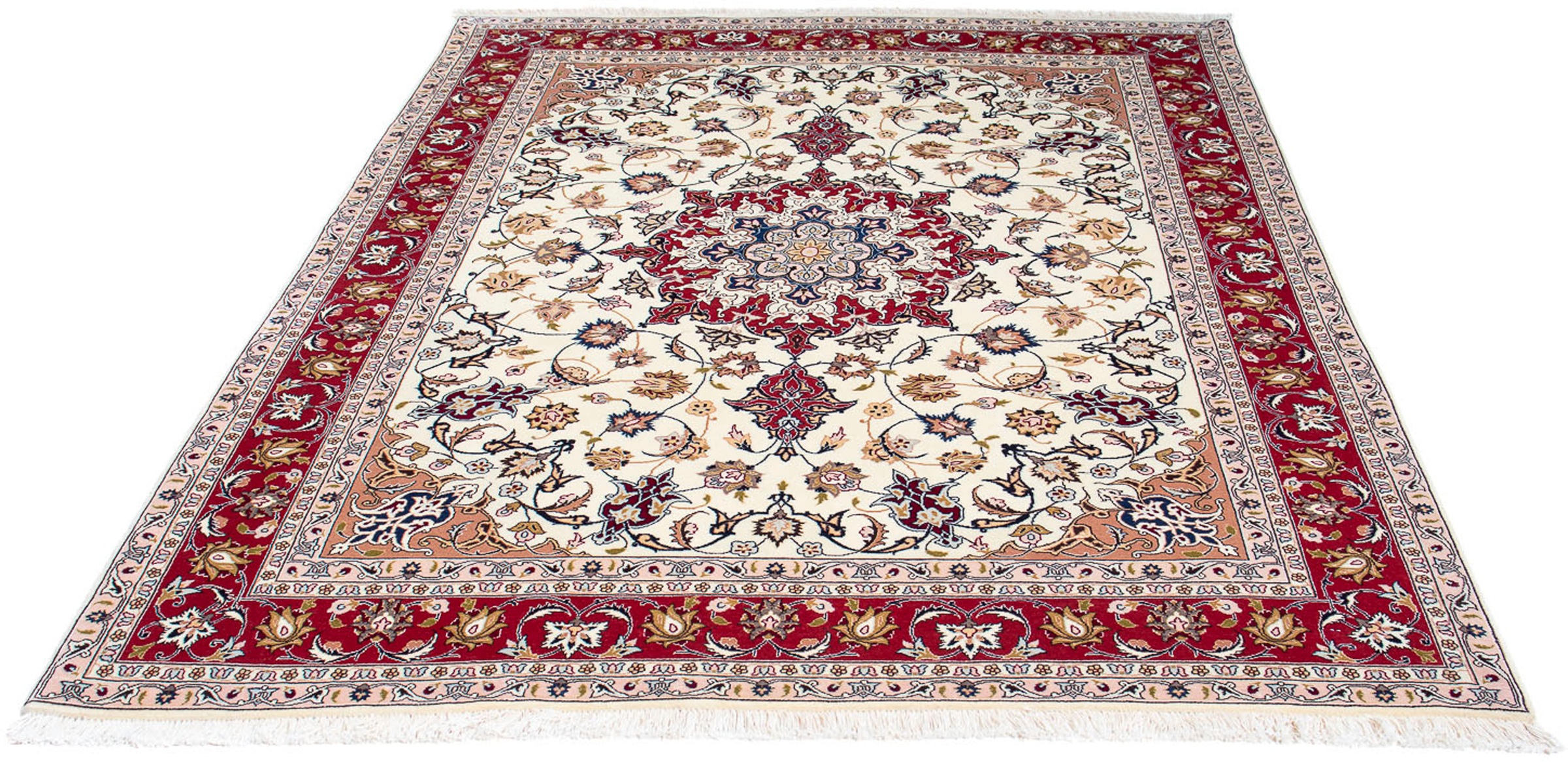 Image of morgenland Orientteppich »Perser - Täbriz - Royal - 197 x 151 cm - beige«, rechteckig, 7 mm Höhe, Wohnzimmer, Handgeknüpft, Einzelstück mit Zertifikat bei Ackermann Versand Schweiz