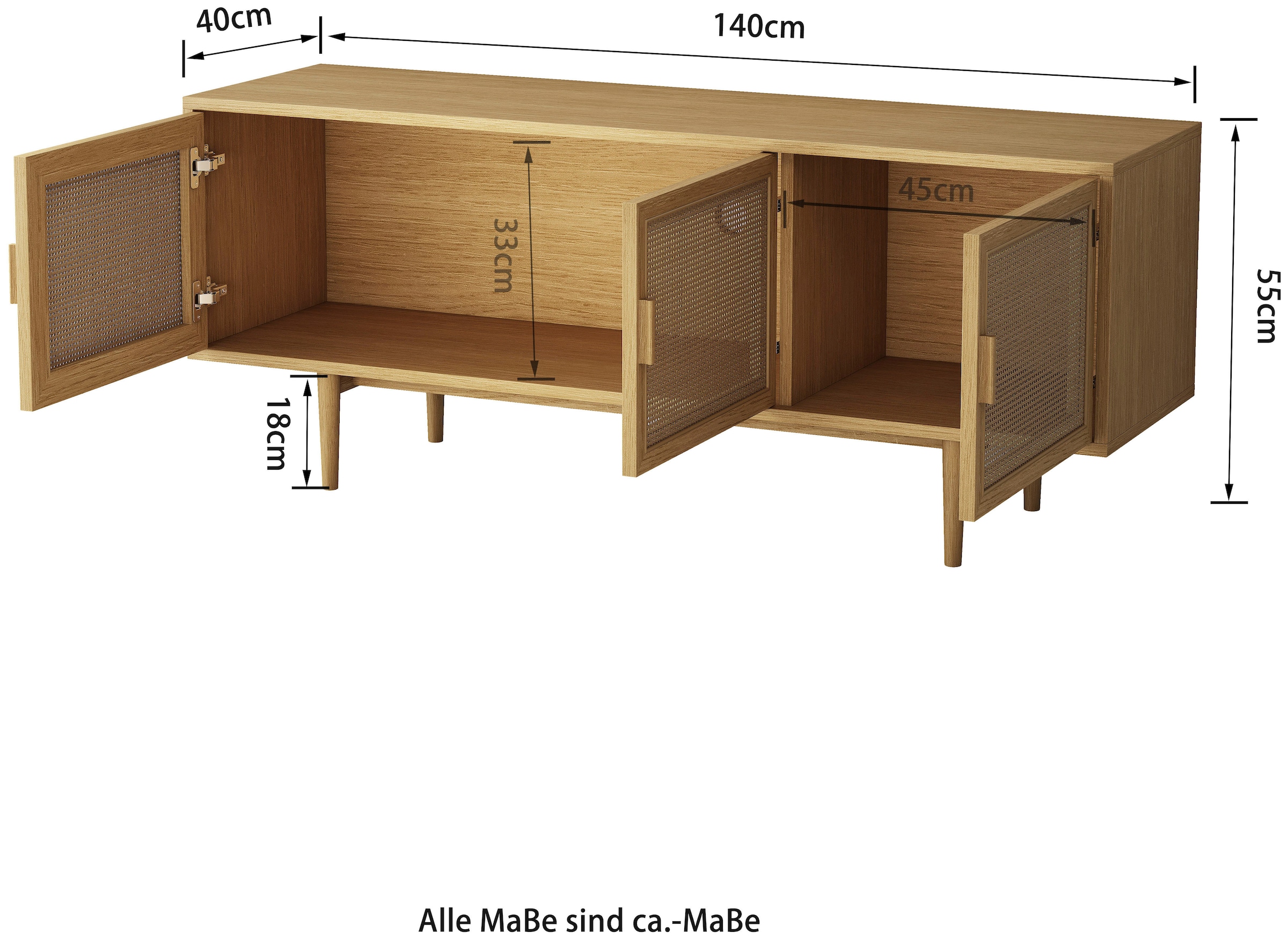 GOODproduct TV-Schrank »Lorelia« in moderner Rattan Optik, Lowboard