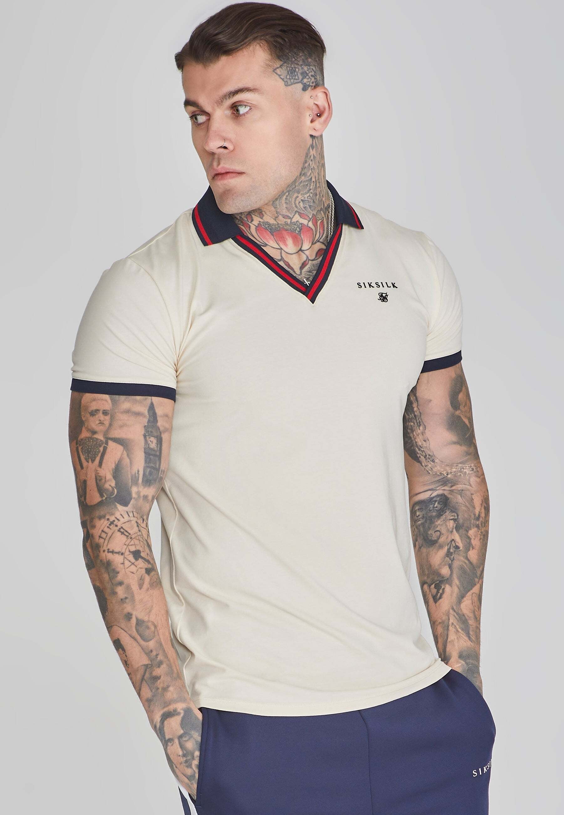 Poloshirt »Siksilk Poloshirt Polo T-Shirt in Ecru«