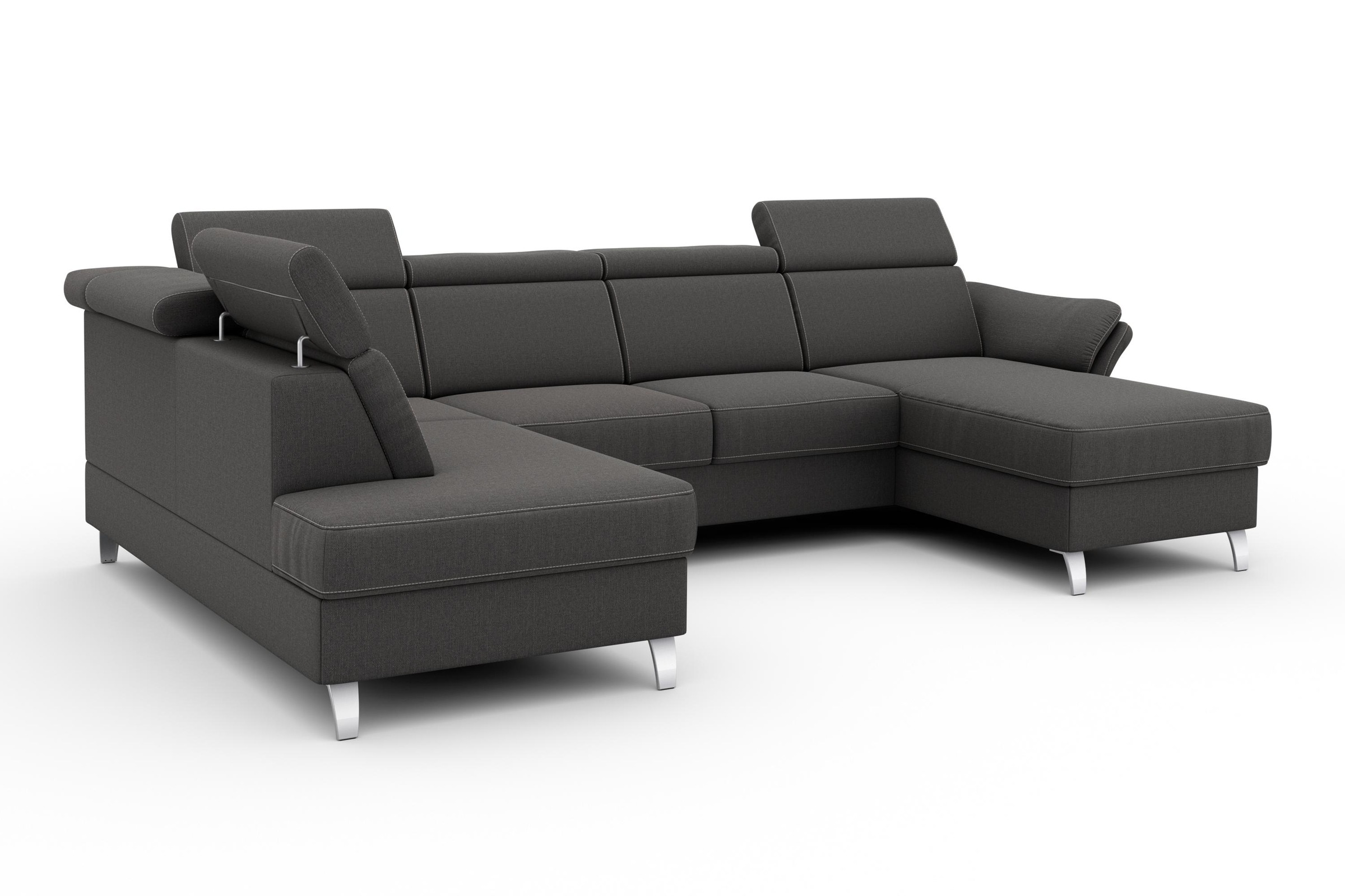 sit&more Wohnlandschaft »Vincenzo U-Form«, inklusive Kopfteilverstellung, wahlweise mit Bettfunktion, Bettkasten