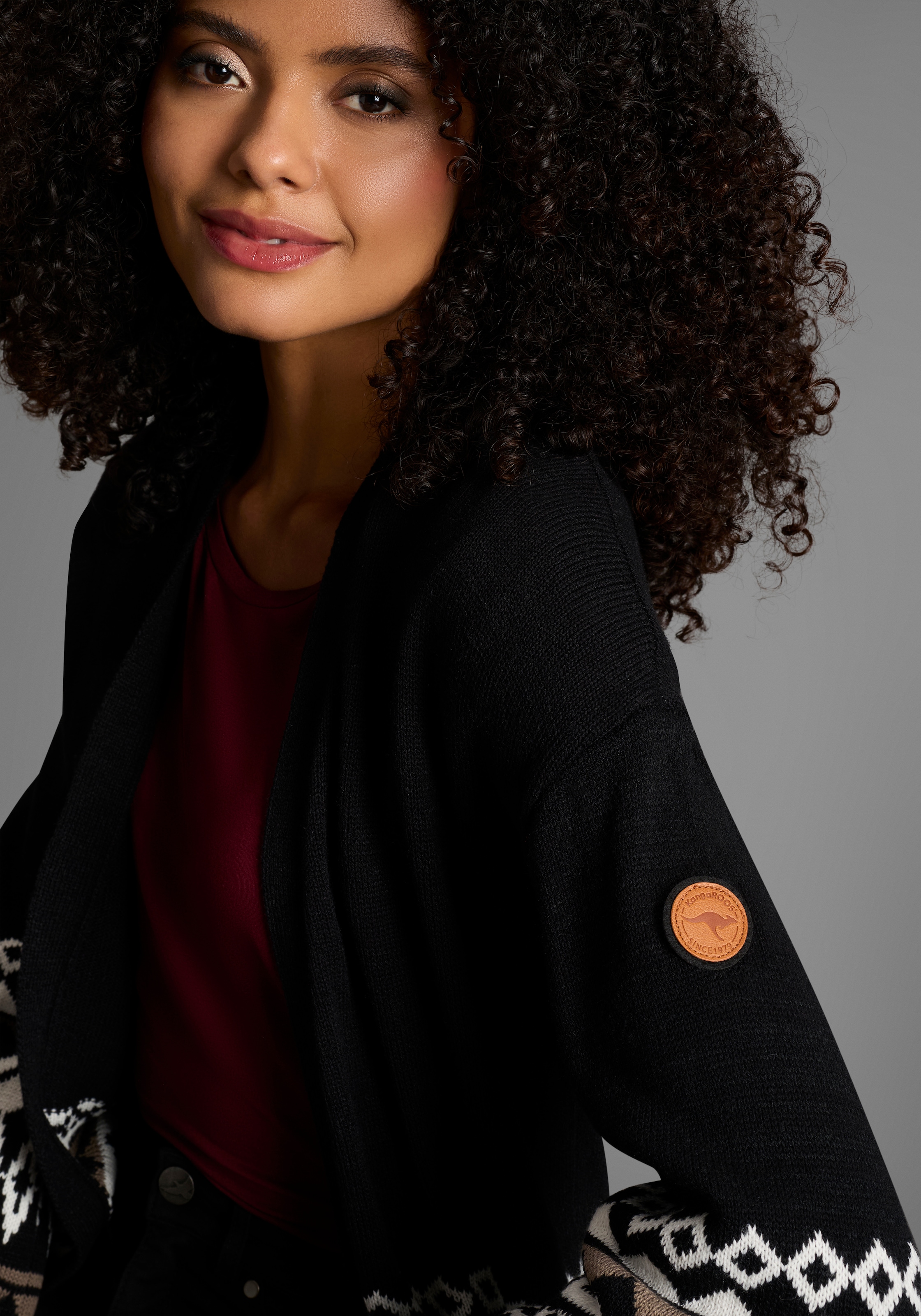 KangaROOS Cardigan long in offener Form im Norweger Muster