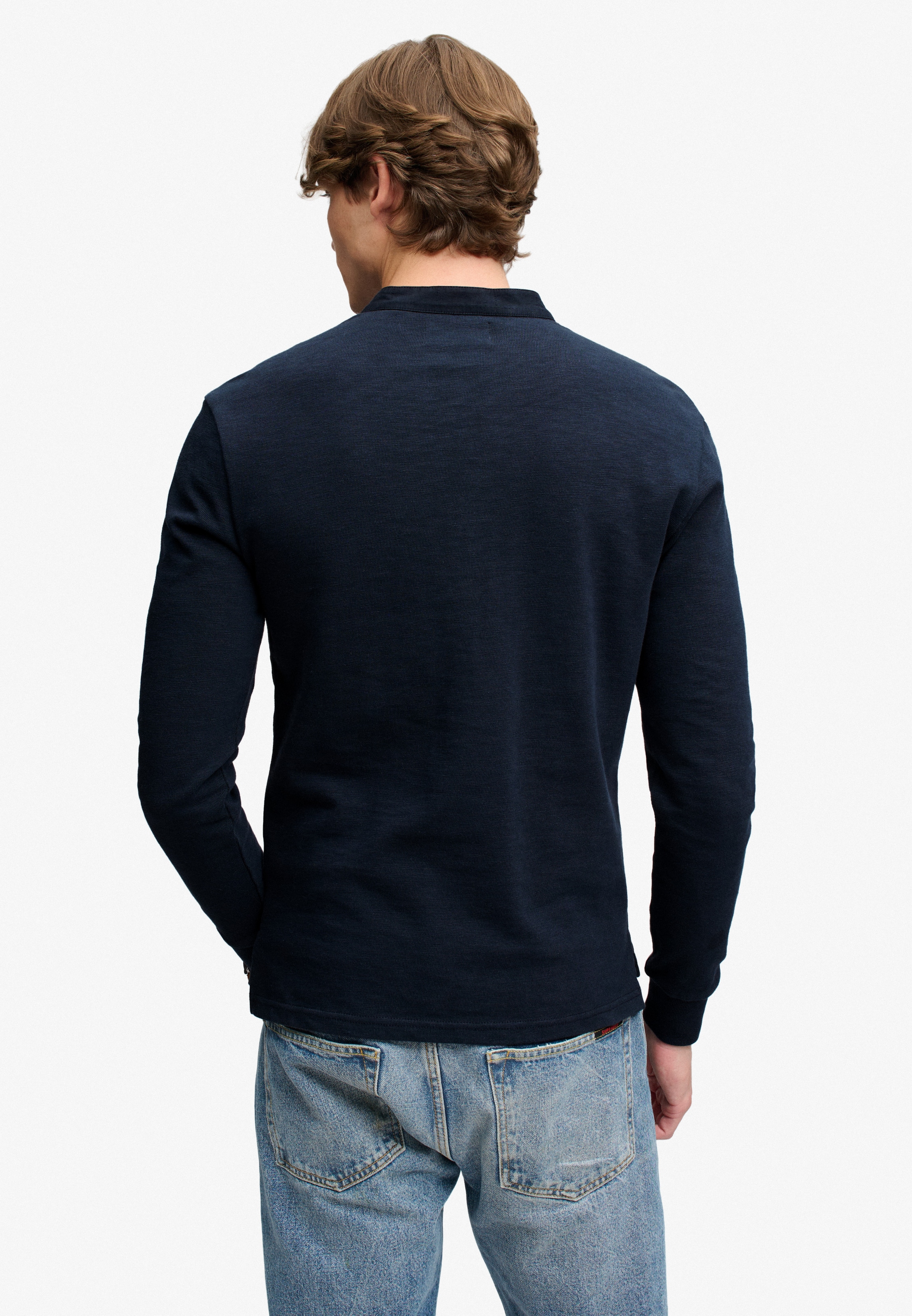 Superdry T-shirt à manches longues »WOVEN PLACKET GRANDAD TOP« Baumwolle, relaxed fit