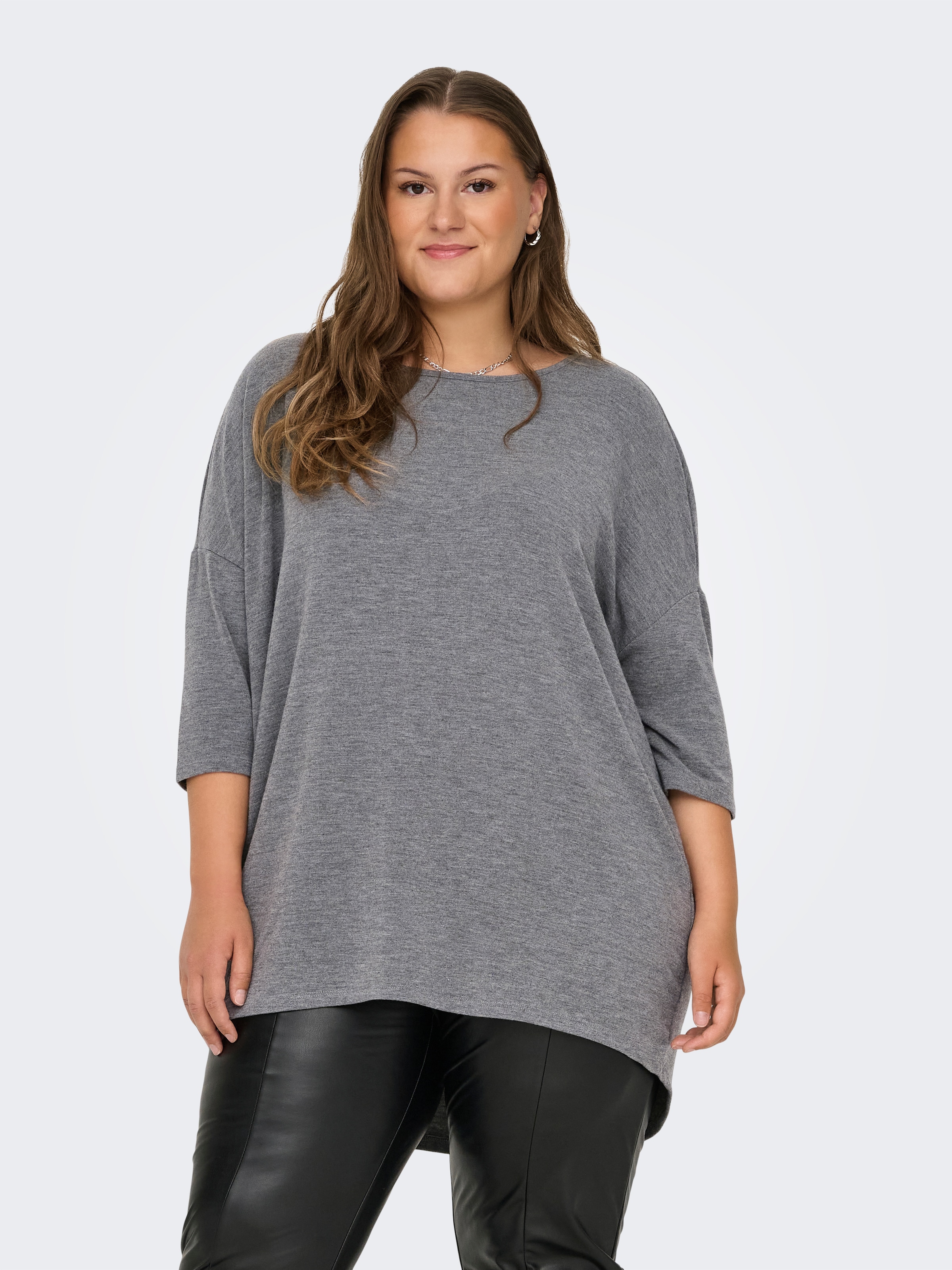 Image of ONLY CARMAKOMA 3/4-Arm-Shirt "CARLAMOUR 3/4 TOP JRS NOOS" Materialmix, loose fit