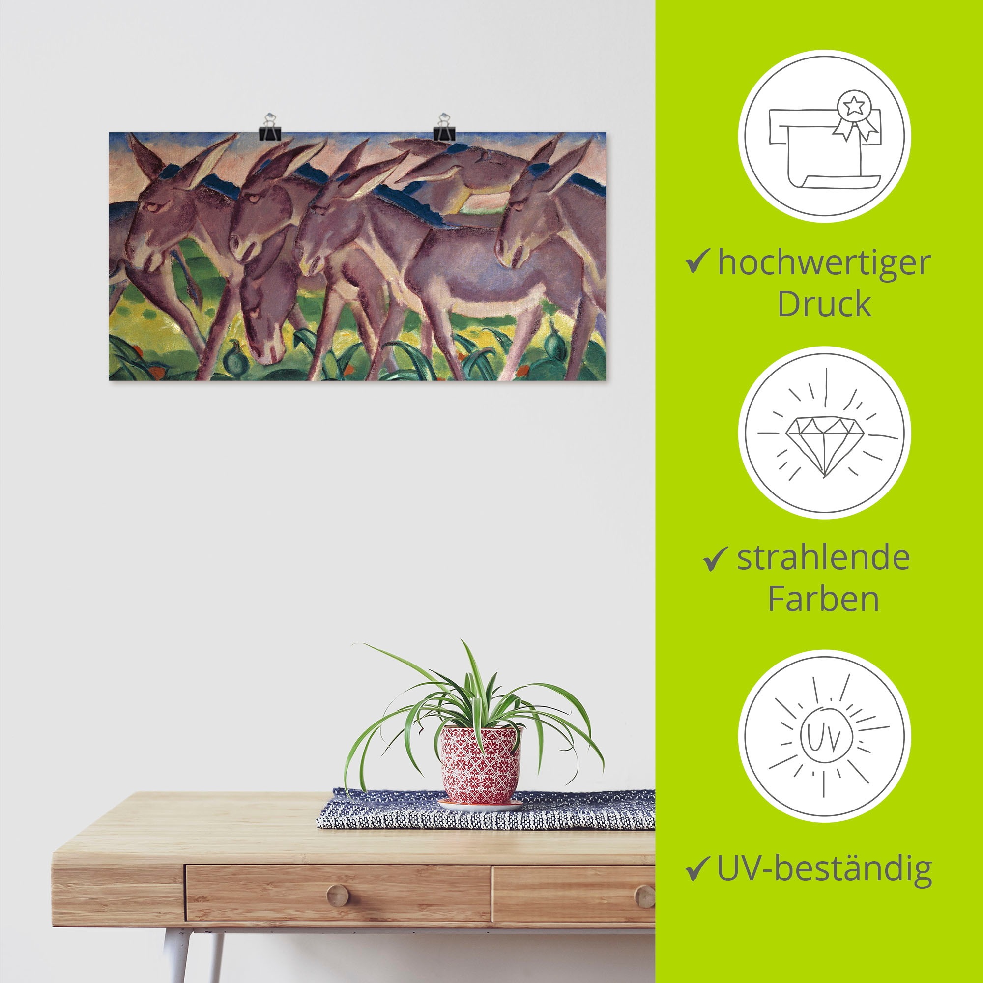 Artland Kunstdruck »Eselsfries. 1911«, Haustiere, (1 St.), als Alubild, Leinwandbild, Wandaufkleber oder Poster in versch. Grössen