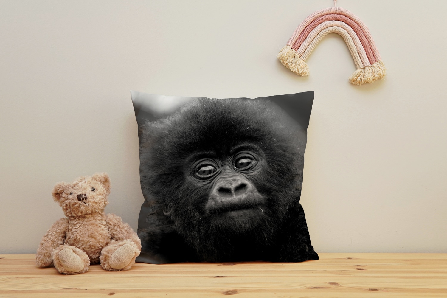Image of queence Dekokissen "Affen Baby" Kissenhülle mit HD Premium Druck, geruchsneutral, 40x40cm