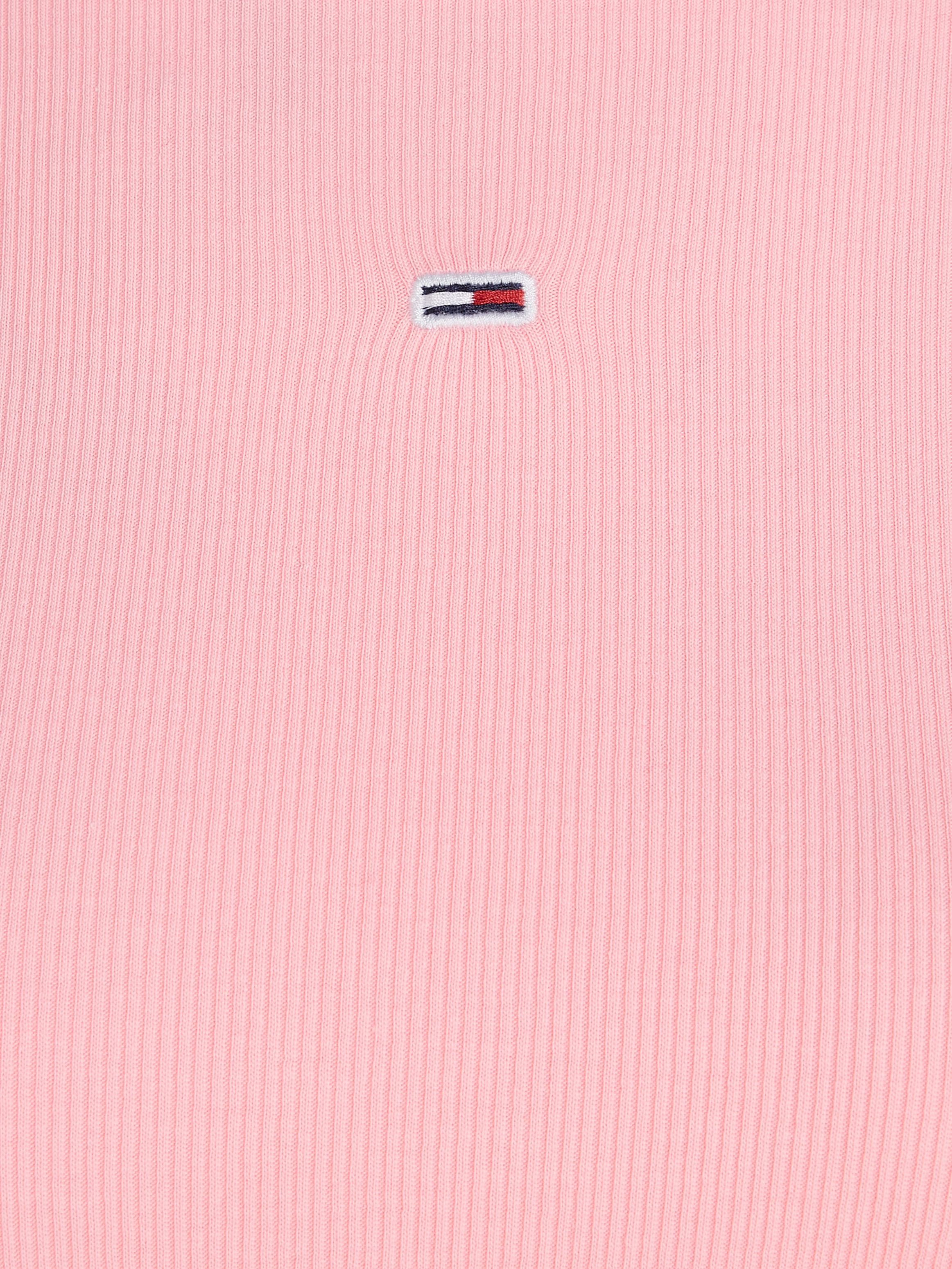 Tommy Jeans Langarmshirt »Slim Essential Rib Longsleeve Rippshirt«, in Rippoptik, mit Logostickerei