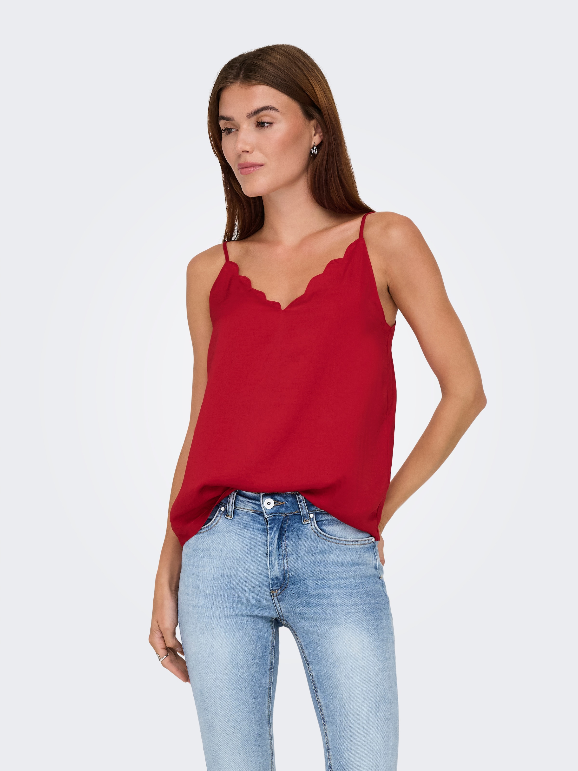 ONLY Top à bretelles spaghetti »ONLDEBBIE SINGLET NOOS WVN« fibre synthétique, coupe régulière, col rond
