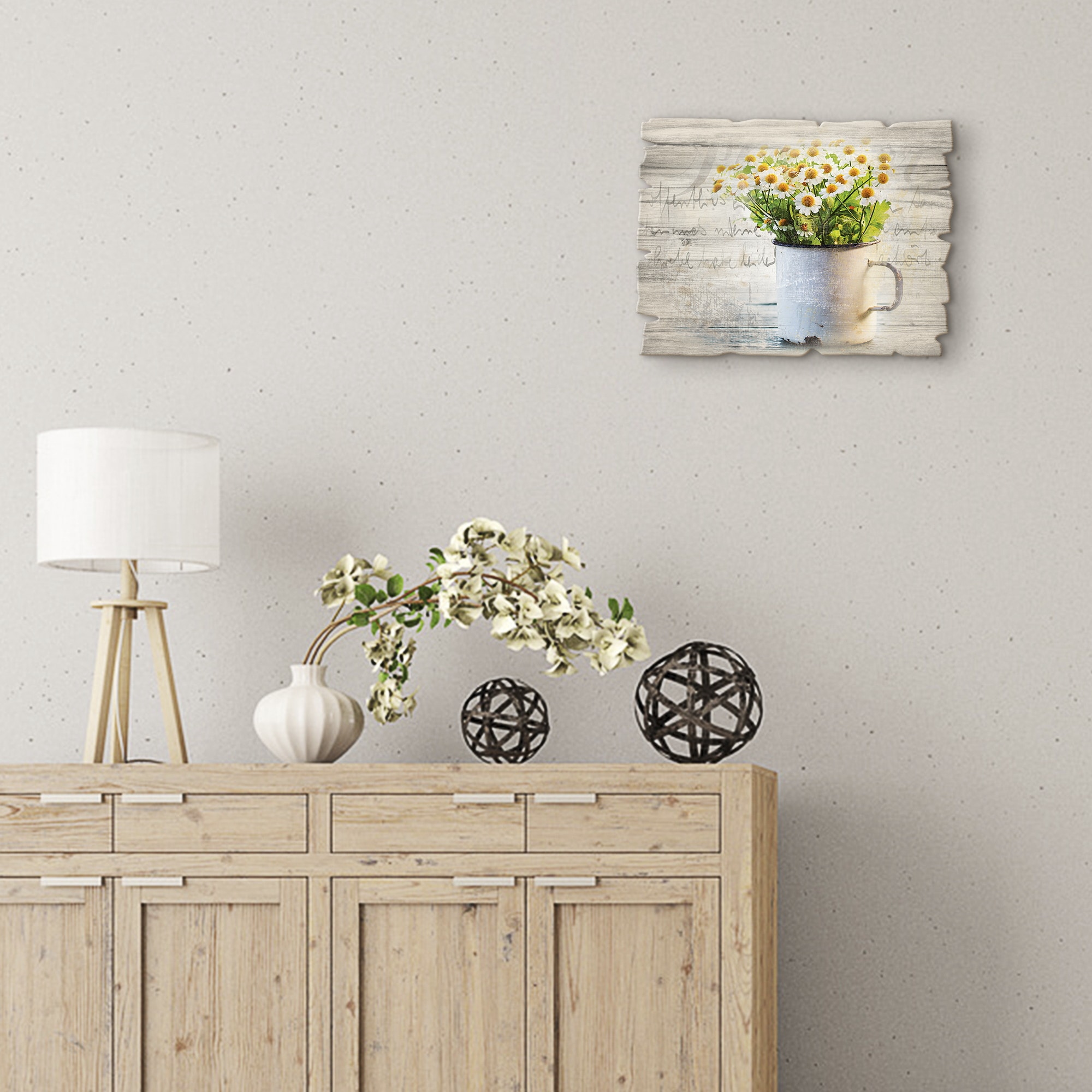 Image of Artland Holzbild "Frühlingsgarten mit Gänseblümchen" Blumen 1 Stk. tlg.