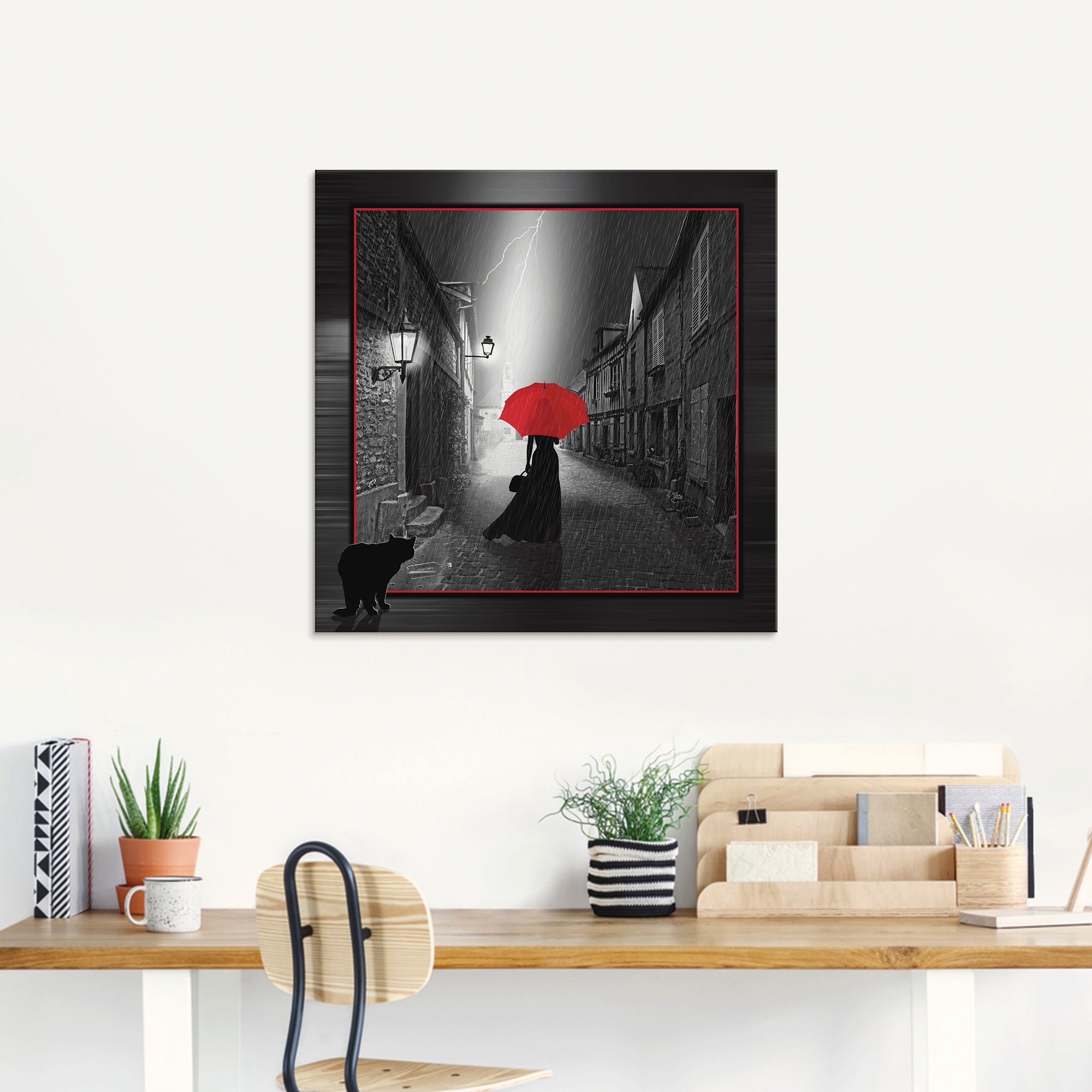 Artland Glasbild »Die Frau mit dem roten Schirm 2«, Frau, (1 St.), in verschiedenen Grössen