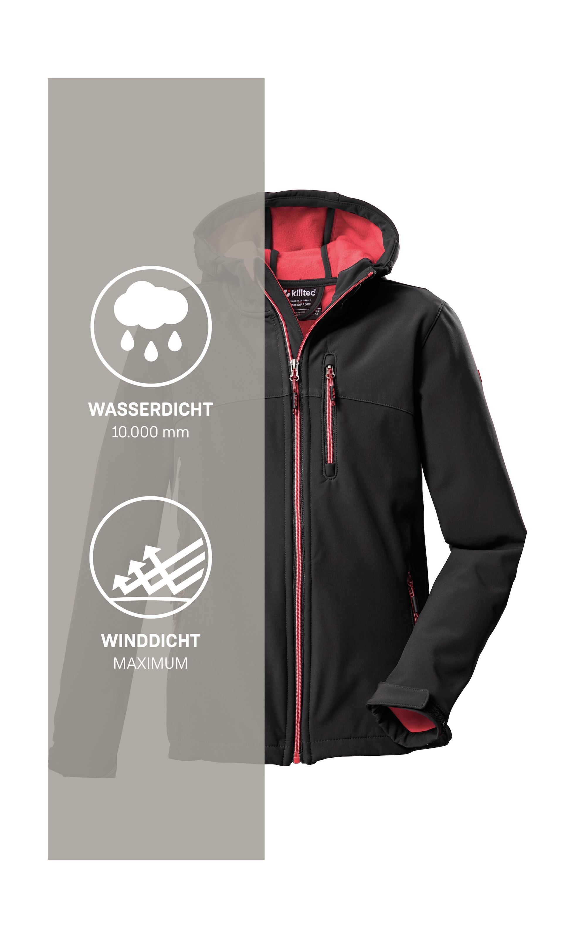 Killtec Veste softshell »Girls Softshelljacke« Wasserabweisend, verstellbare Kapuze u Ärmel, Fleece-Innenfutter