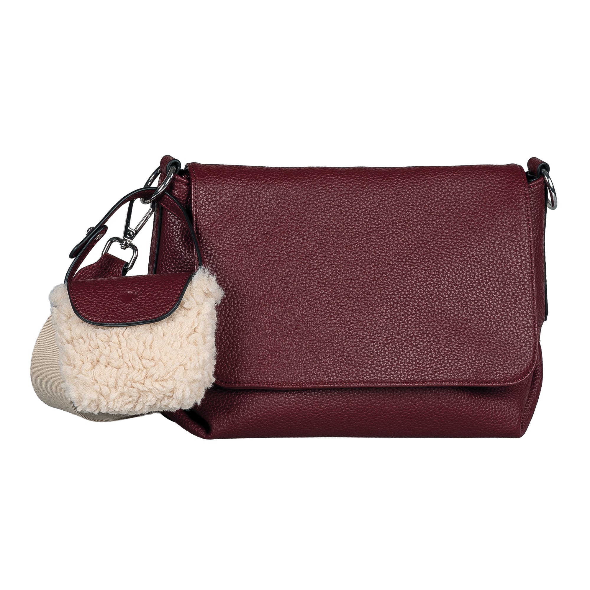 TOM TAILOR Sac à bandoulière »Fania« Sac à épaule pour femme avec pendentif en fausse fourrure