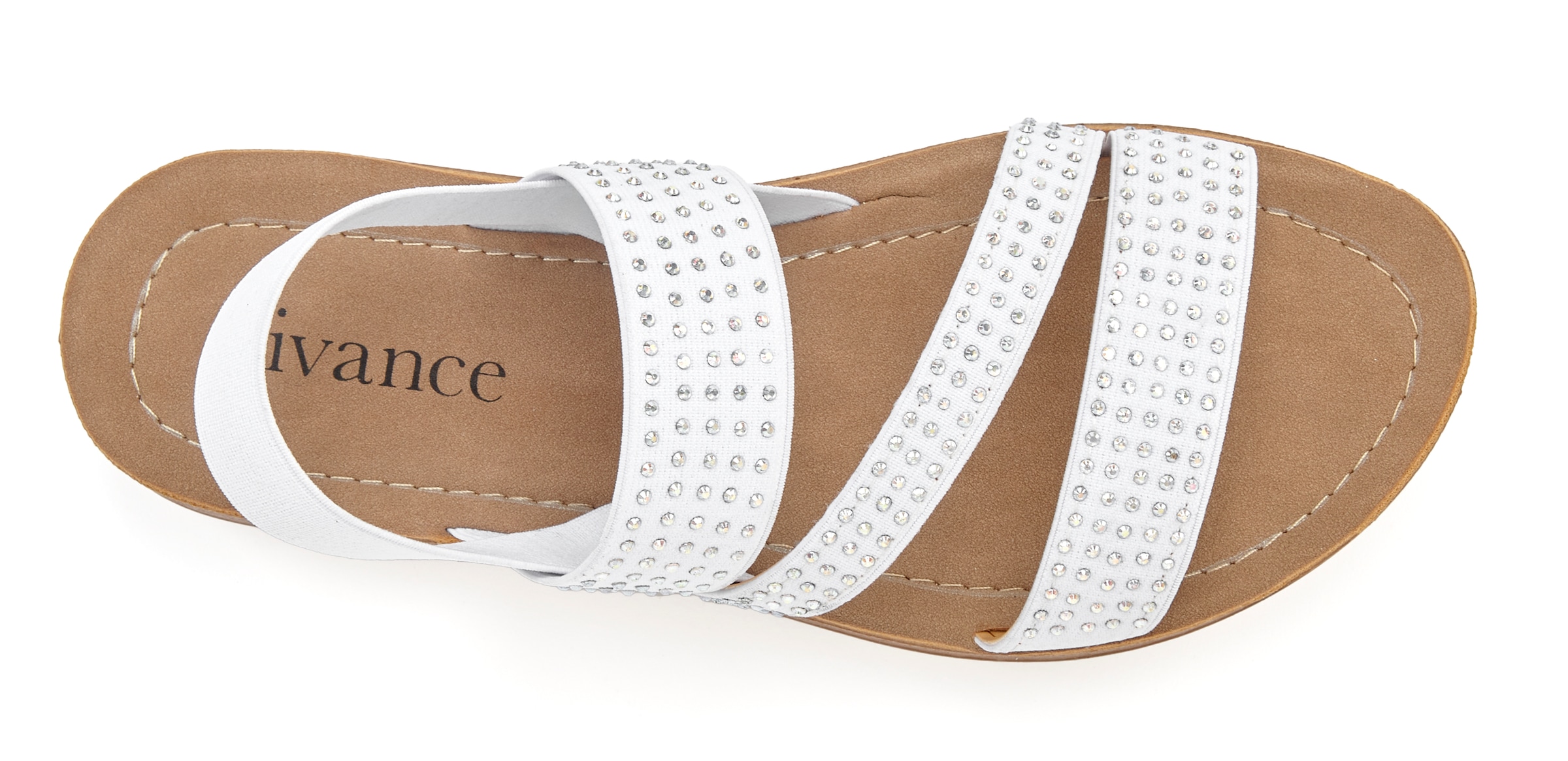 Vivance Sandale »Mule, Sandale, offener Schuh, Pantolette, Sommerschuh«, mit elastischen Riemchen und Glitzersteinchen