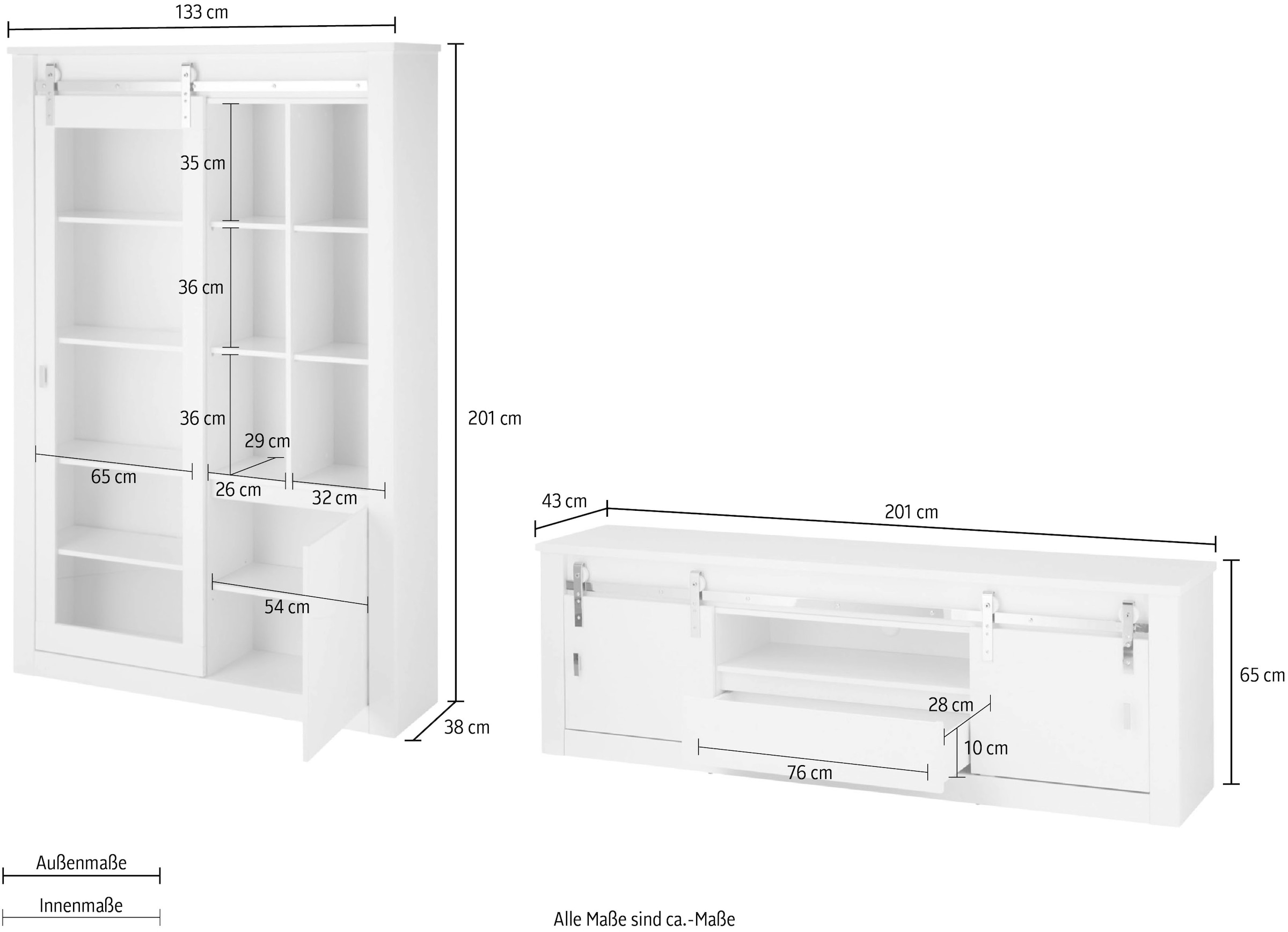 Home affaire Wohnwand »Daytona, moderne Anbauwand, Wohnzimmer-Set in Weiss Hochglanz« Set, 2 Stk. tlg.