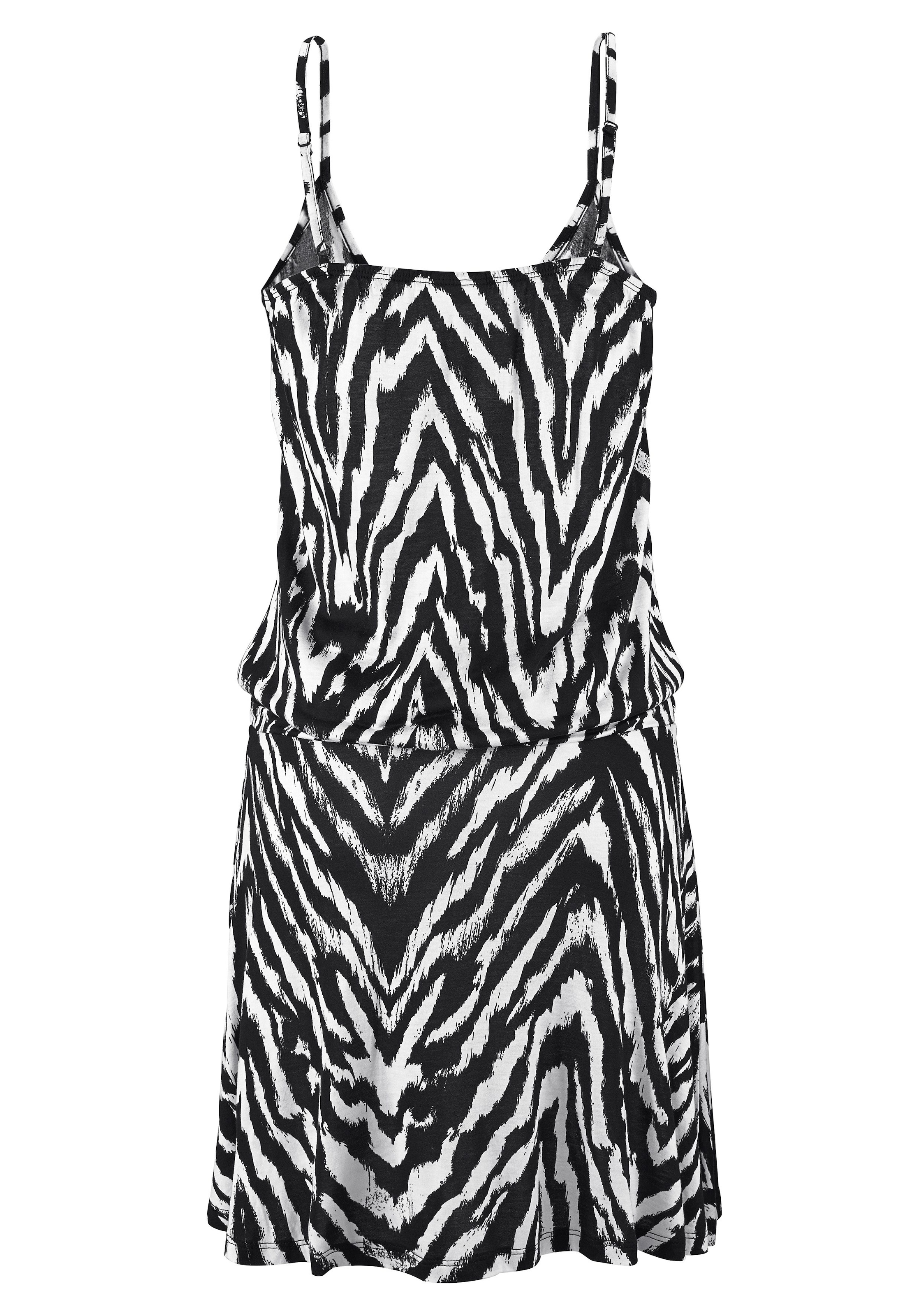 Beachtime Strandkleid, mit Animalprint und verstellbaren Trägern, kurzes Sommerkleid