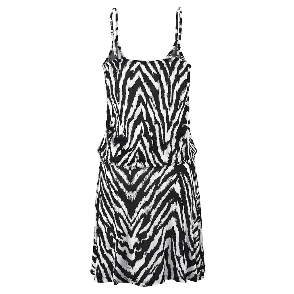 Beachtime Strandkleid, mit Animalprint und verstellbaren Trägern, kurzes Sommerkleid