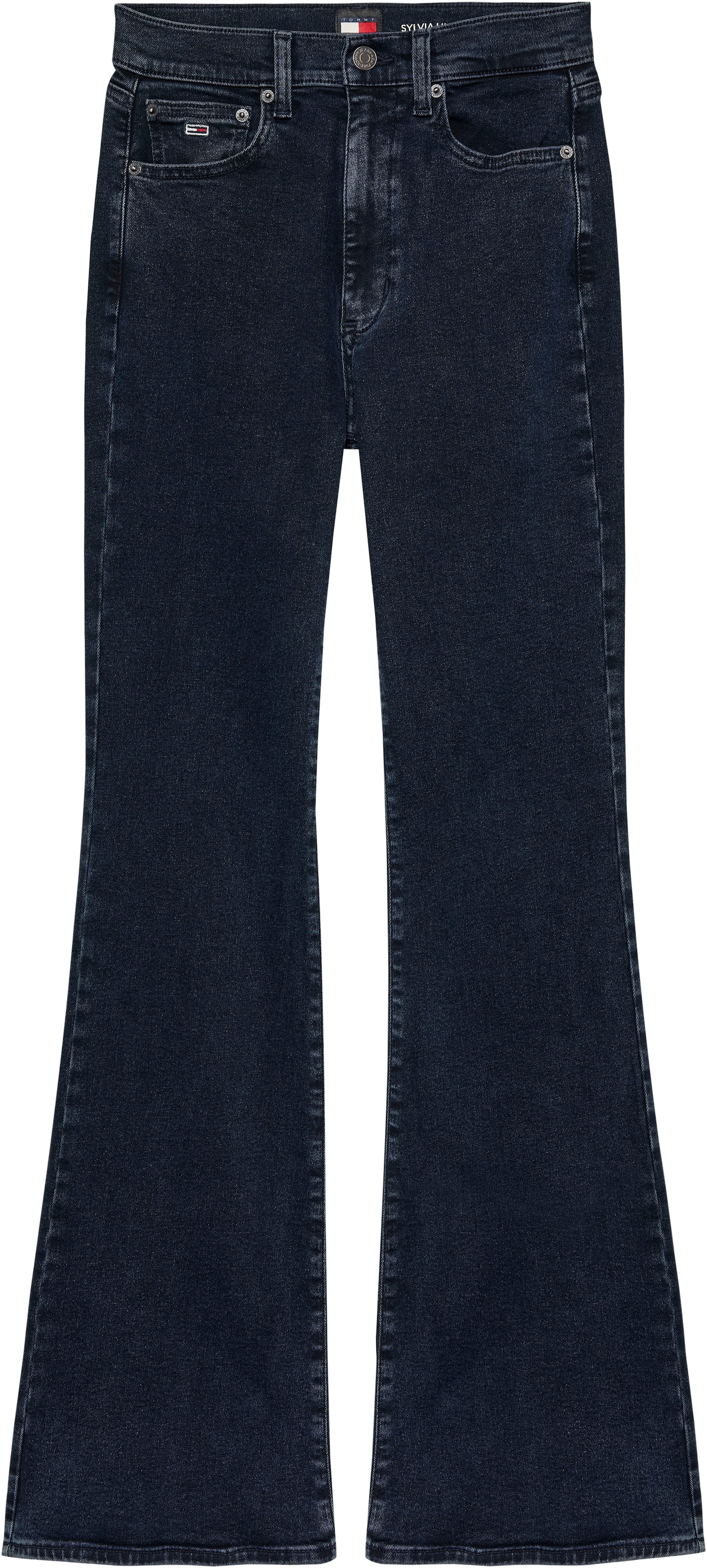 Tommy Jeans Schlagjeans »Tommy Jeans SYLVIA - High waist - Flared Denim Jeans«, mit Logostickereien und Nieten