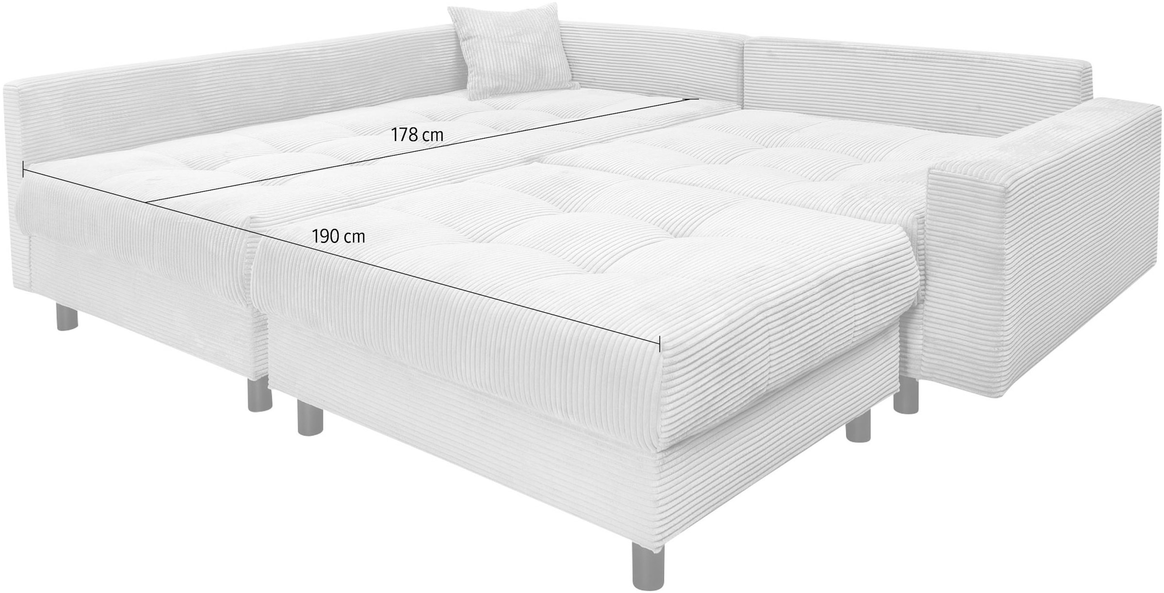 Home affaire Ecksofa Toni L-Form, inklusive Hocker und Rückenkissen