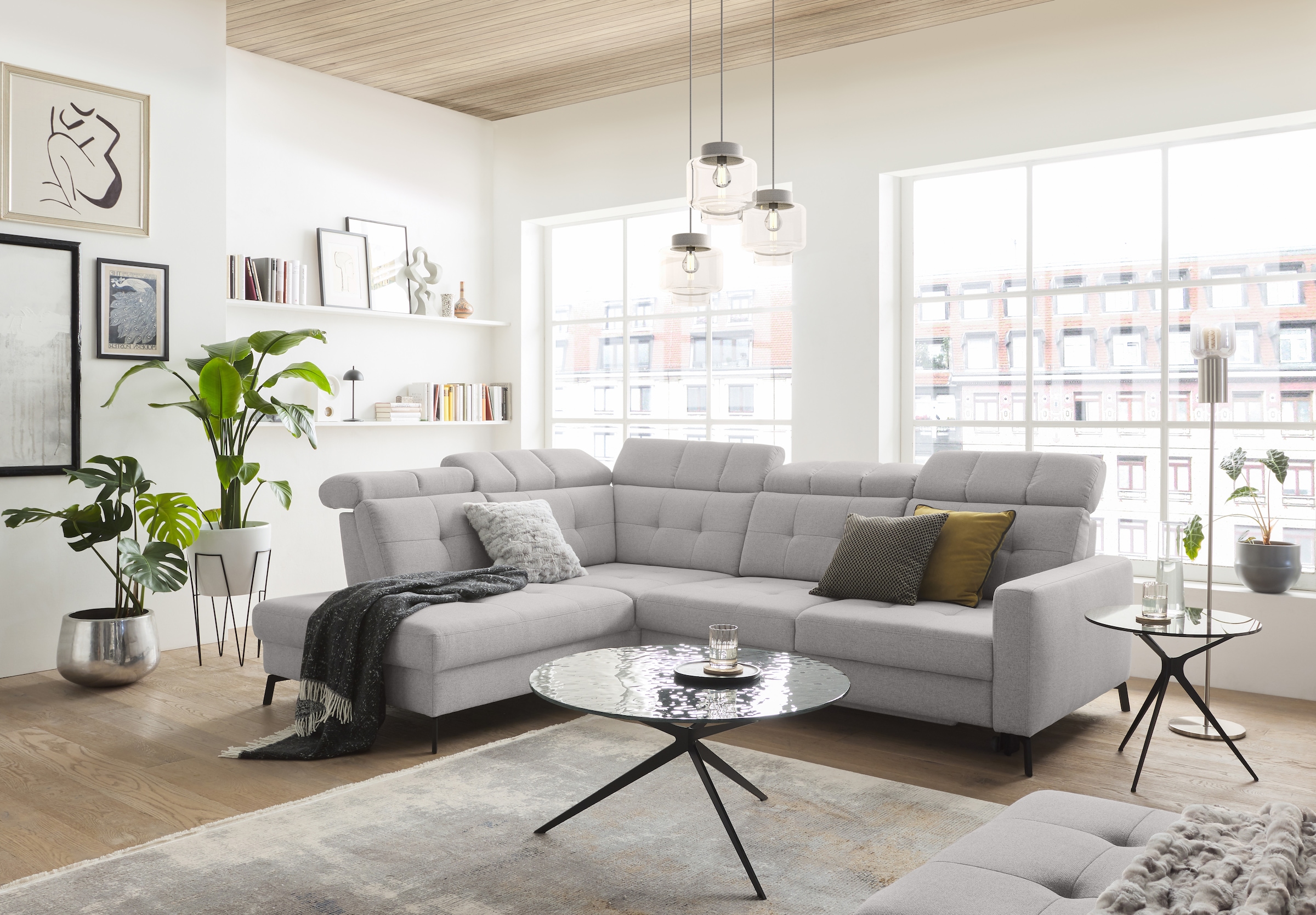 Image of Musterring Ecksofa "MR 4615" mit Kopf- und Rückenverstellung, Metallfuss schwarz, Masse 272 x 214 cm