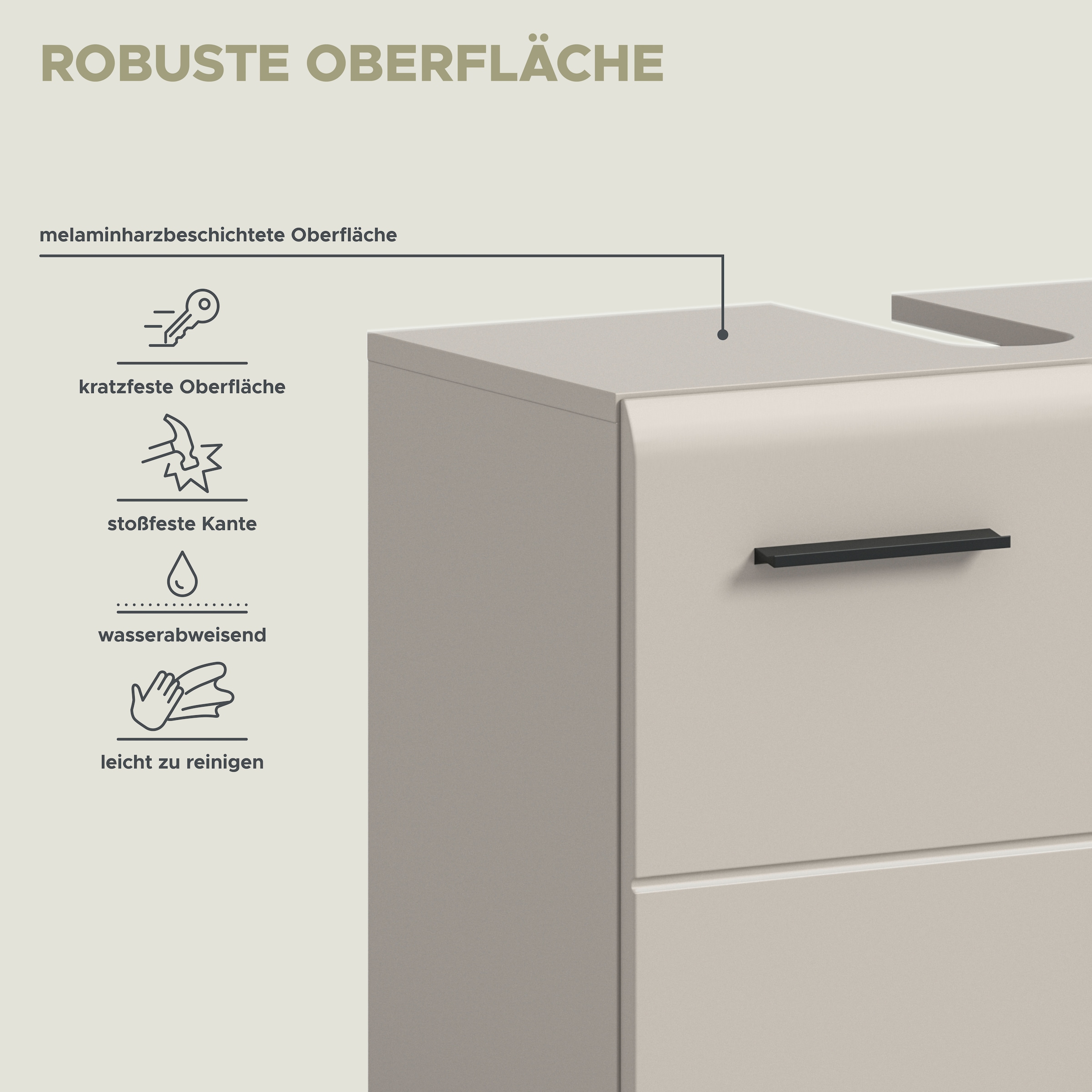 welltime Armoire sous lavabo »FLORENZ, Waschbeckenunterschrank mit Rollen, hochwertige MDF-Front« 1 cuis tlg. Waschbeckenunterschrank, WBU, Unterschrank, Bad, Badezimmer