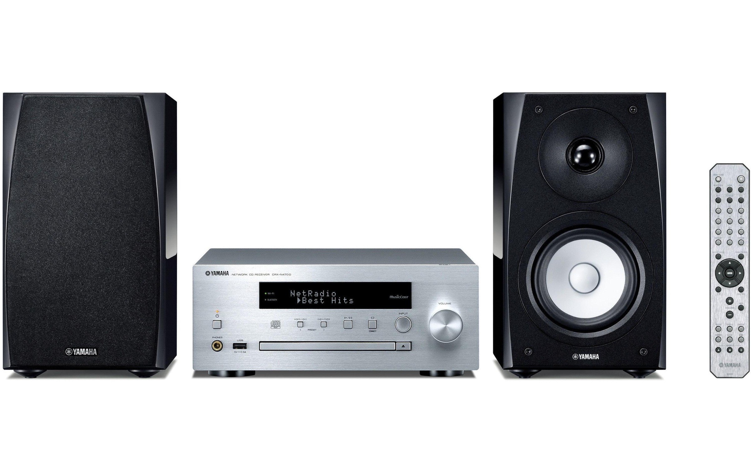 Yamaha Microanlage »MusicCast MCR-N570 DAB Schwarz Silber«, (Bluetooth-WLAN Digitalradio (DAB+)-FM-Tuner)