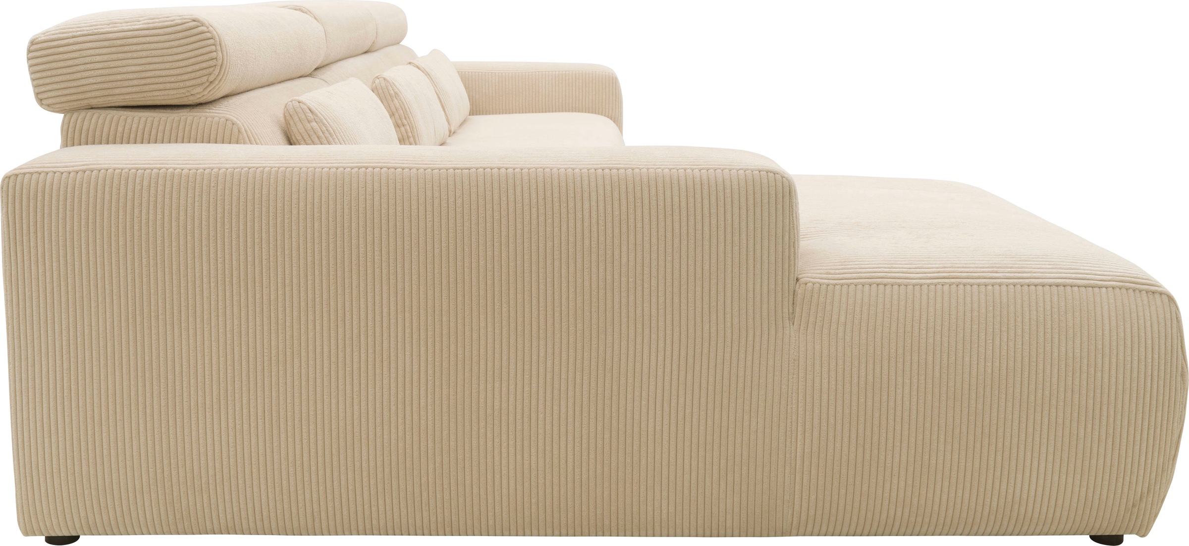 DOMO collection Ecksofa »Brandon B/T: 289/177 cm, belastbar bis 140kg/ Sitz, L-Form«, ohne Sitztiefenverstellung, Cord, creme