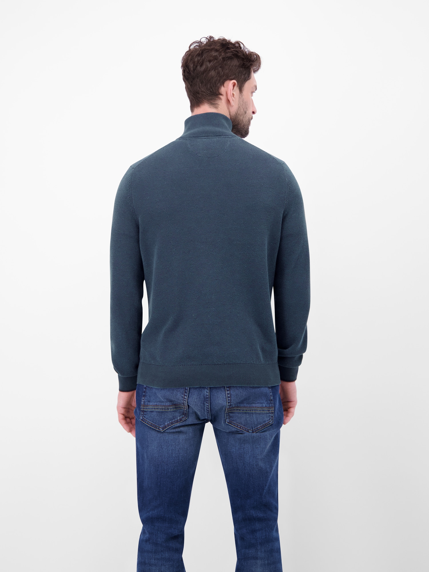 LERROS Sweatshirt »Troyer in Strukturqualität«, Herrensweatshirt aus 100% Baumwolle & Troyer-Kragen mit Reissverschluss
