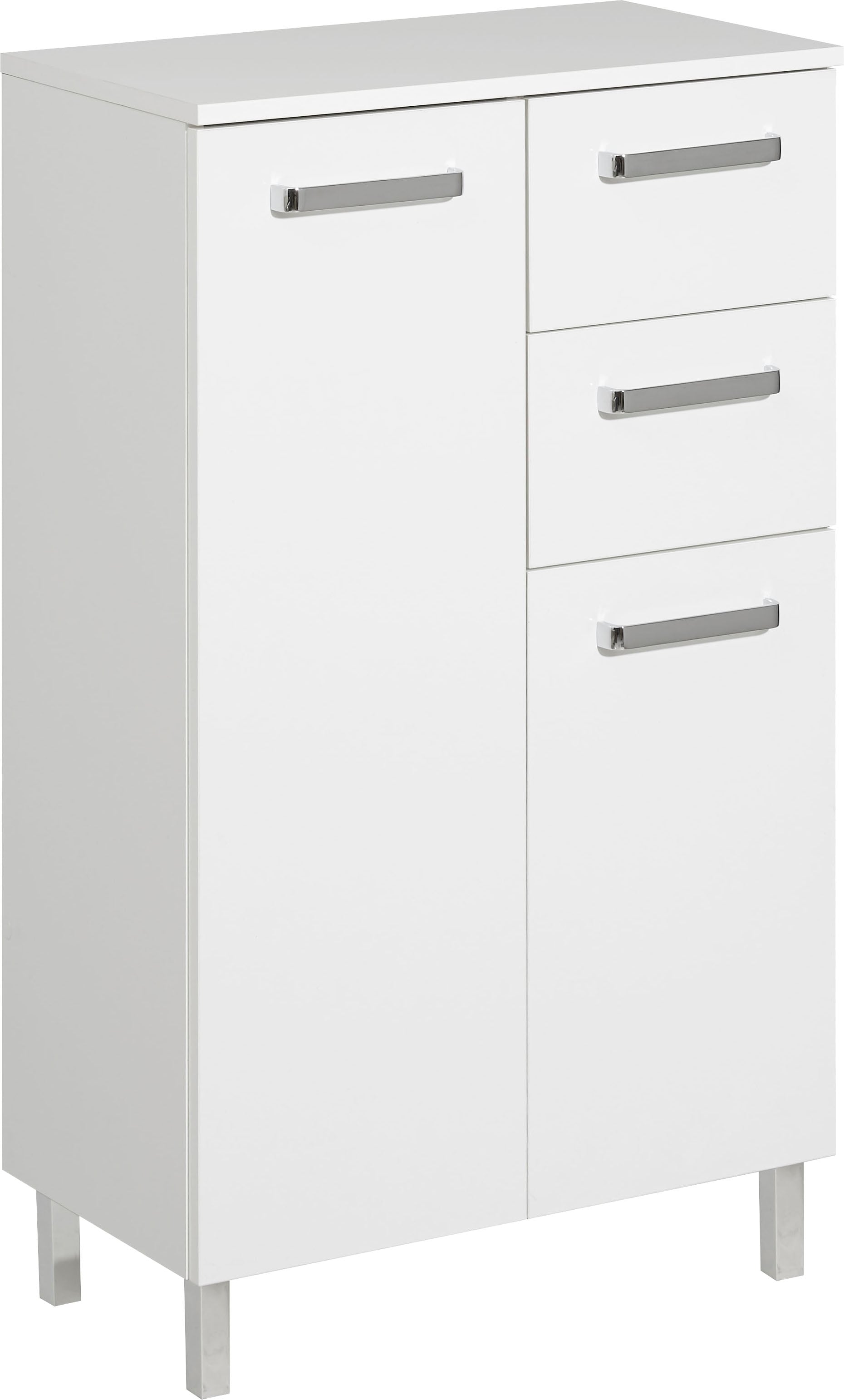 Image of Saphir Unterschrank "Quickset Badschrank mit 2 Türen, 2 Schubladen, 60 cm breit" Badezimmer-Unterschrank inkl. Türdämpfer, Griffe in Chrom Glanz