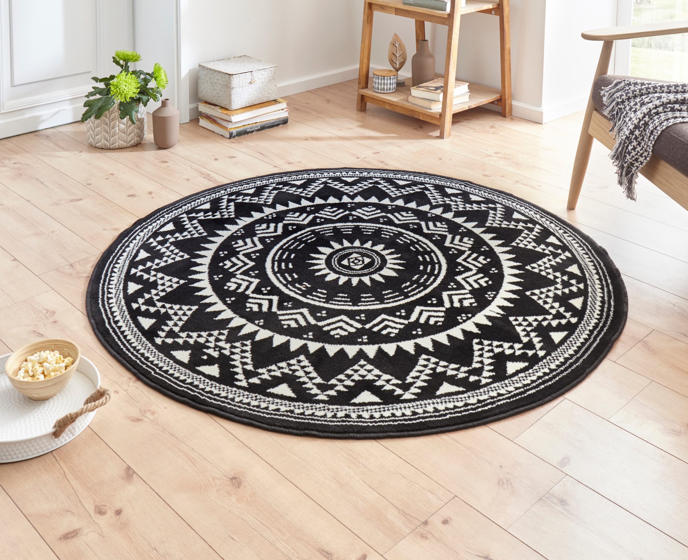 Image of HANSE Home Teppich "Valencia" rund 9 mm Höhe Kurzflor, Modern, Vintage, Mandala, Wohnzimmer, Kinderzimmer, Flur