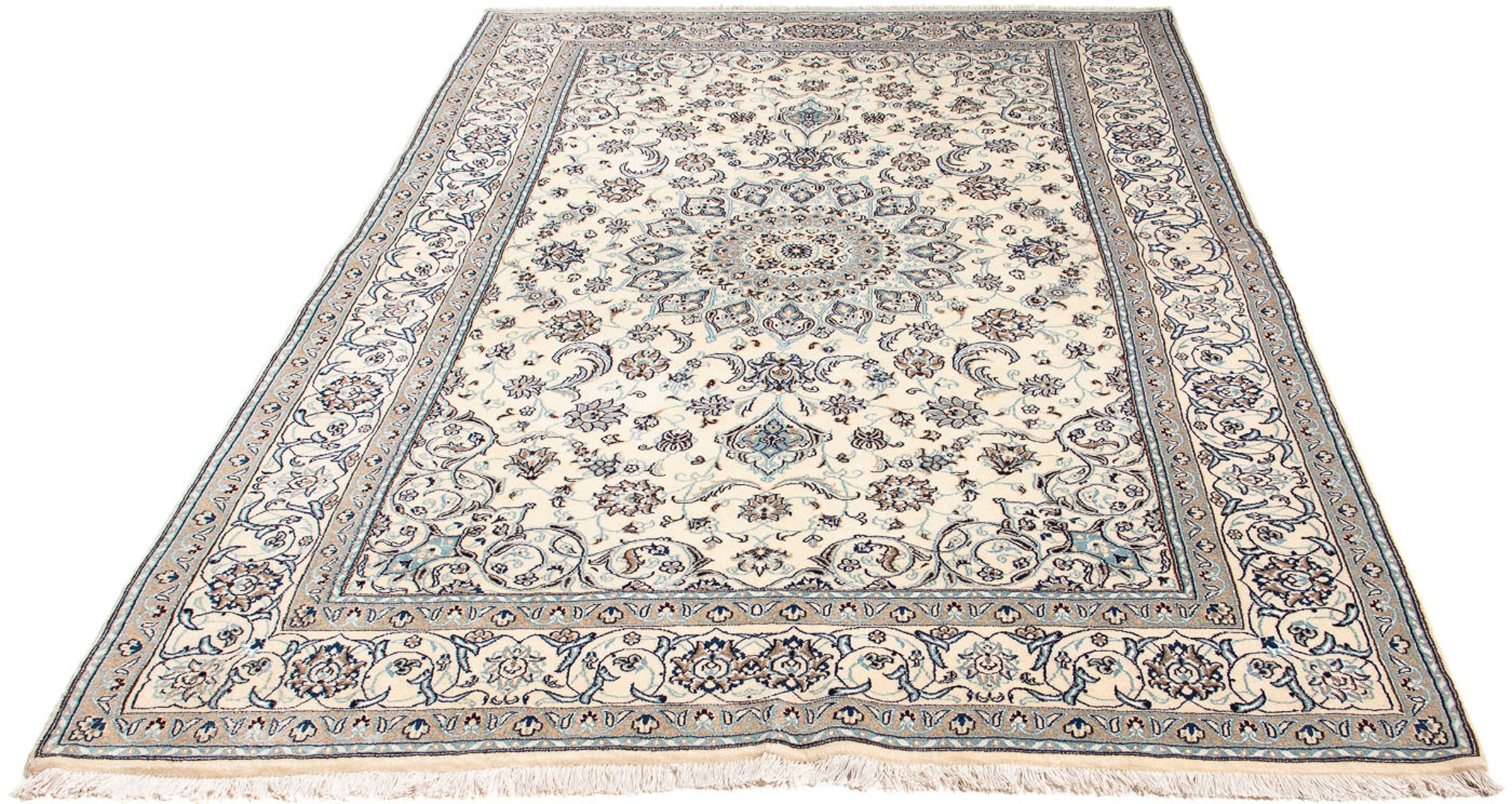 Image of morgenland Orientteppich »Perser - Nain - Royal - 232 x 157 cm - beige«, rechteckig, 10 mm Höhe, Wohnzimmer, Handgeknüpft, Einzelstück mit Zertifikat bei Ackermann Versand Schweiz