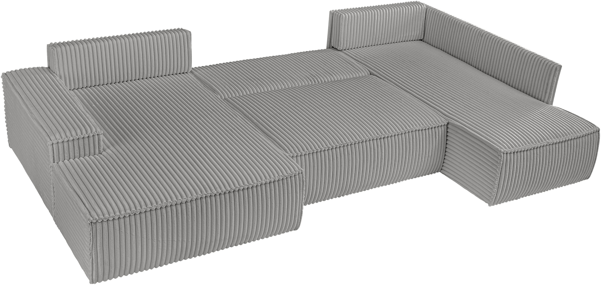 andas Wohnlandschaft »FINNLEY U-Form XXL 329 cm, Schlafsofa, Schlaffunktion m. Bettkasten«, (194/139 cm), Bouclé, Struktur und Cord